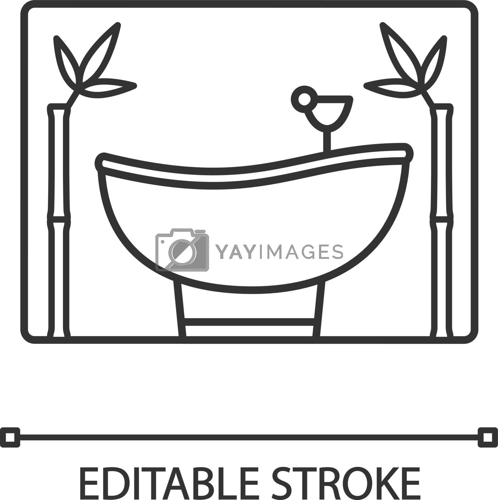 Spa salon services linear icon. Massage and body care. Thin line illustration. Wellness and relax. Bathroom. Contour symbol. Vector isolated outline drawing. Editable stroke