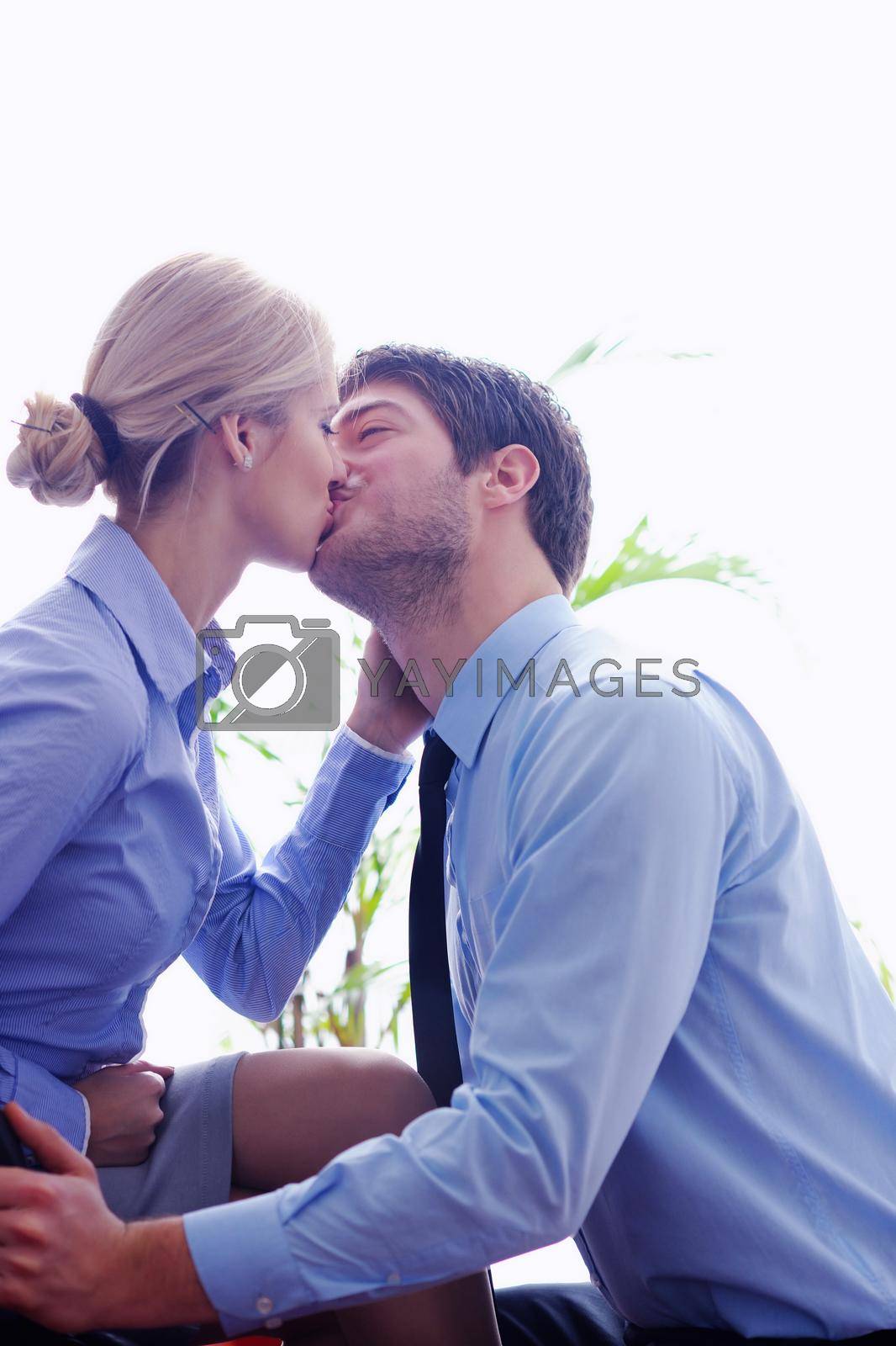 business people in love  have romantic time at workplace