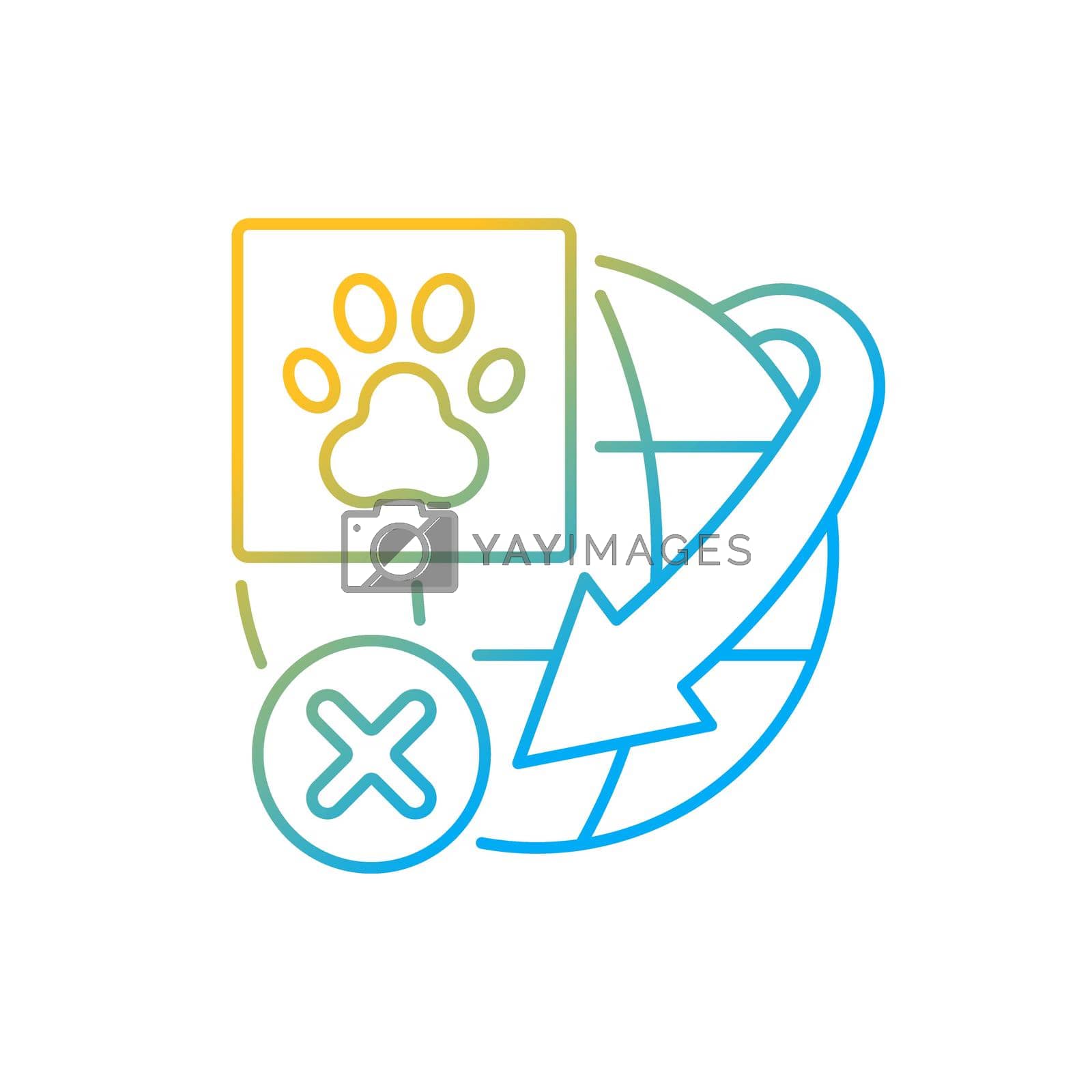 Restriction on transportation live animals gradient linear vector icon. International delivery service rules. Thin line color symbol. Modern style pictogram. Vector isolated outline drawing