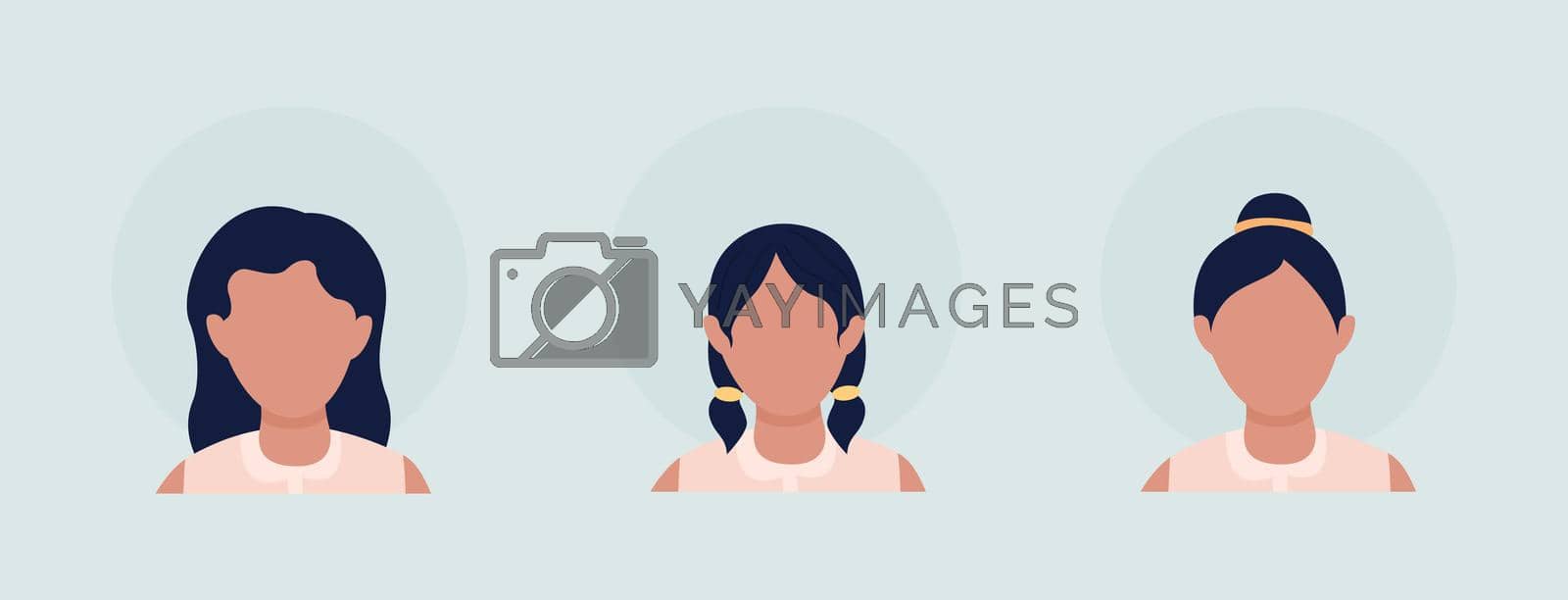 Royalty free image of Different girl hairstyles semi flat color vector character avatar set by ntl