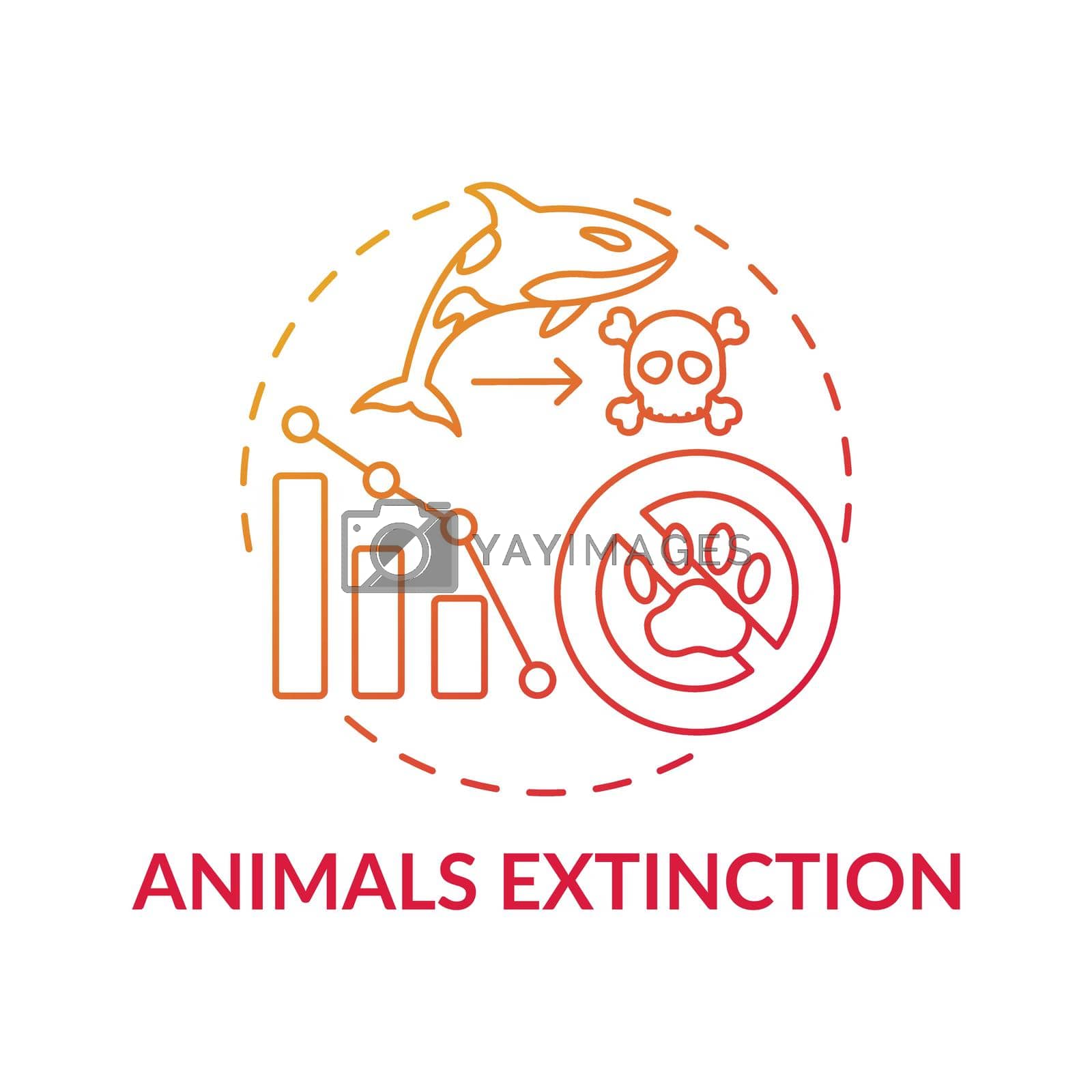 Animals extinction red gradient concept icon. Biodiversity loss. Animal population decrease. Wildlife conservation idea thin line illustration. Vector isolated outline RGB color drawing