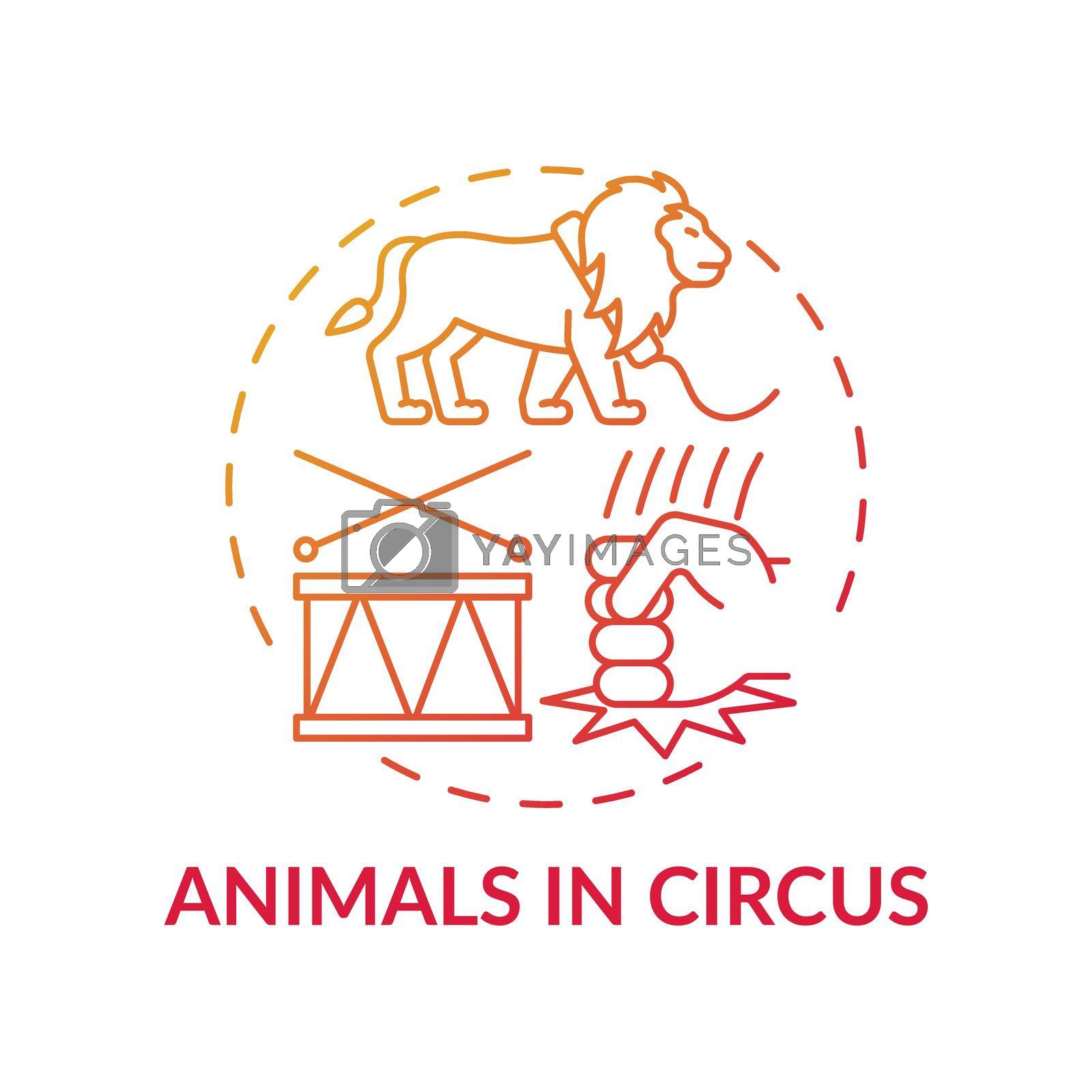 Animals in circuses red gradient concept icon. Cruelty for entertainment and amusement. Animal abuse, wildlife harm idea thin line illustration. Vector isolated outline RGB color drawing