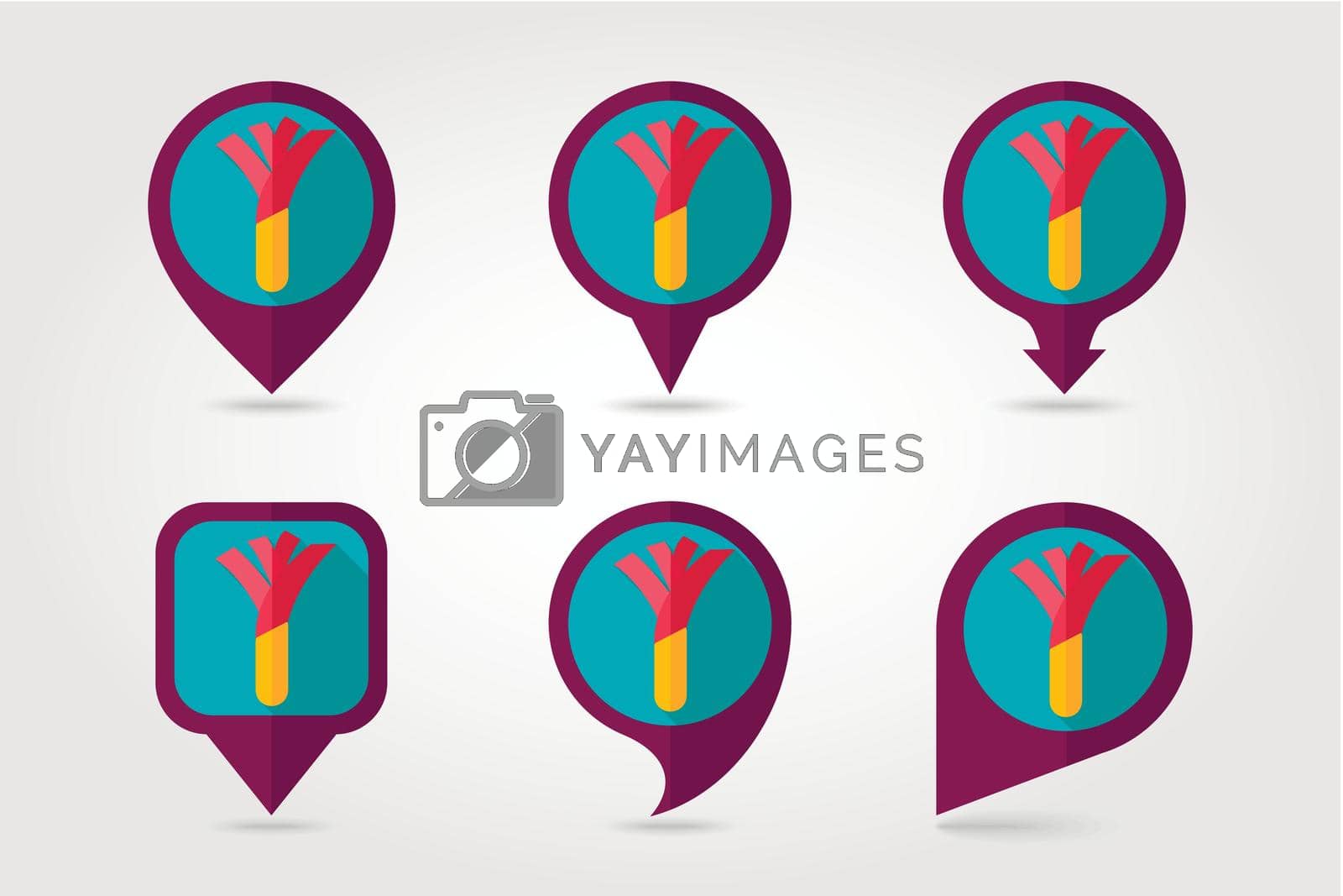 Royalty free image of Leek mapping pins icons with long shadow by nosik