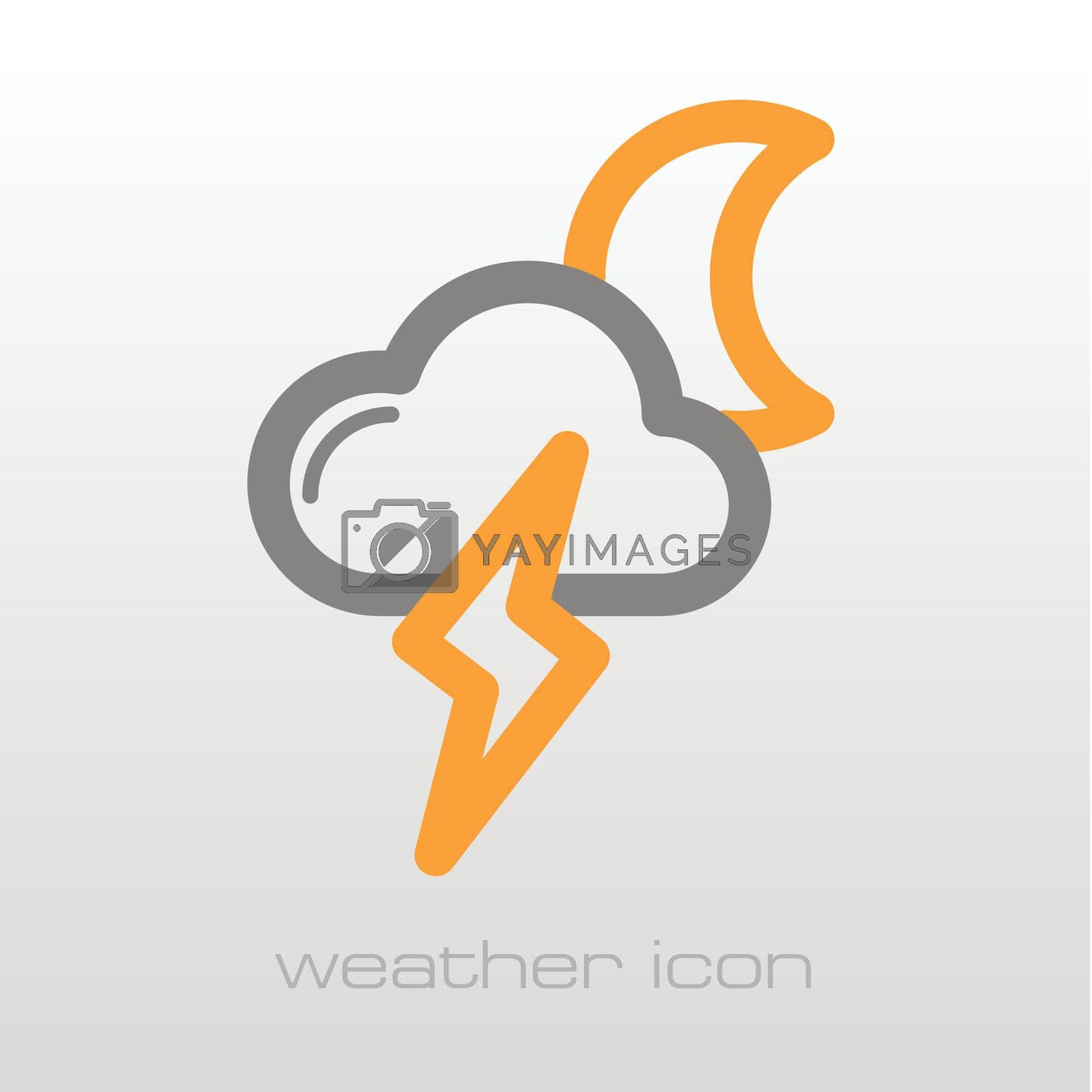 Moon Cloud Lightning outline icon. Sleep night dreams symbol. Meteorology. Weather. Vector illustration eps 10