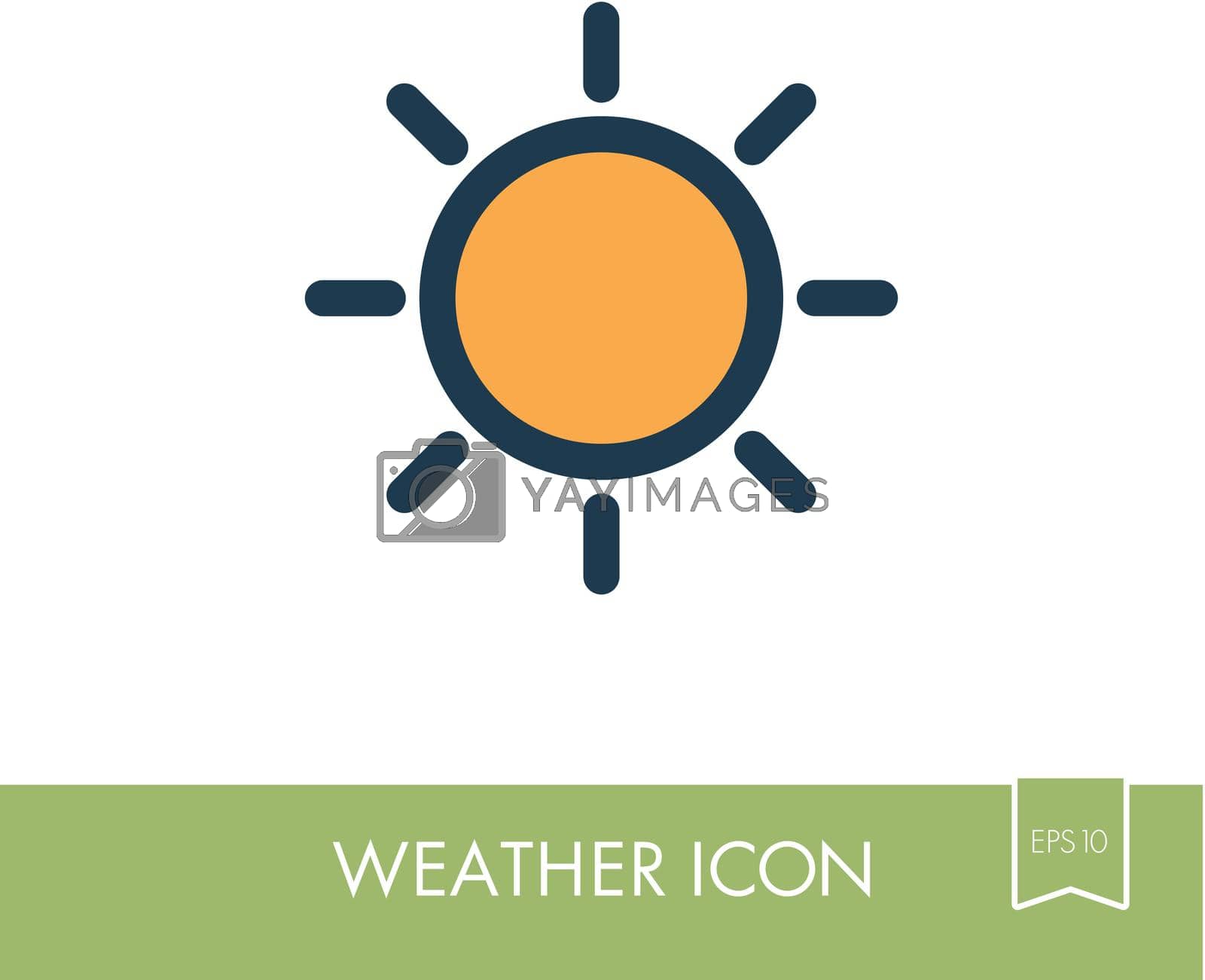 Sun flat icon. Meteorology. Weather. Vector illustration eps 10