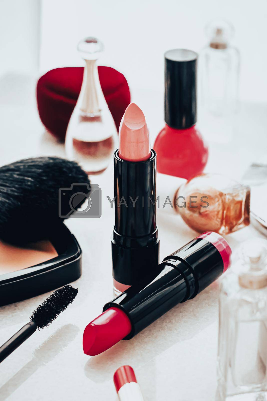 Royalty free image of Beauty products and decorative cosmetics concept. Modern luxury make-up on vanity table as beauty blog background by Anneleven
