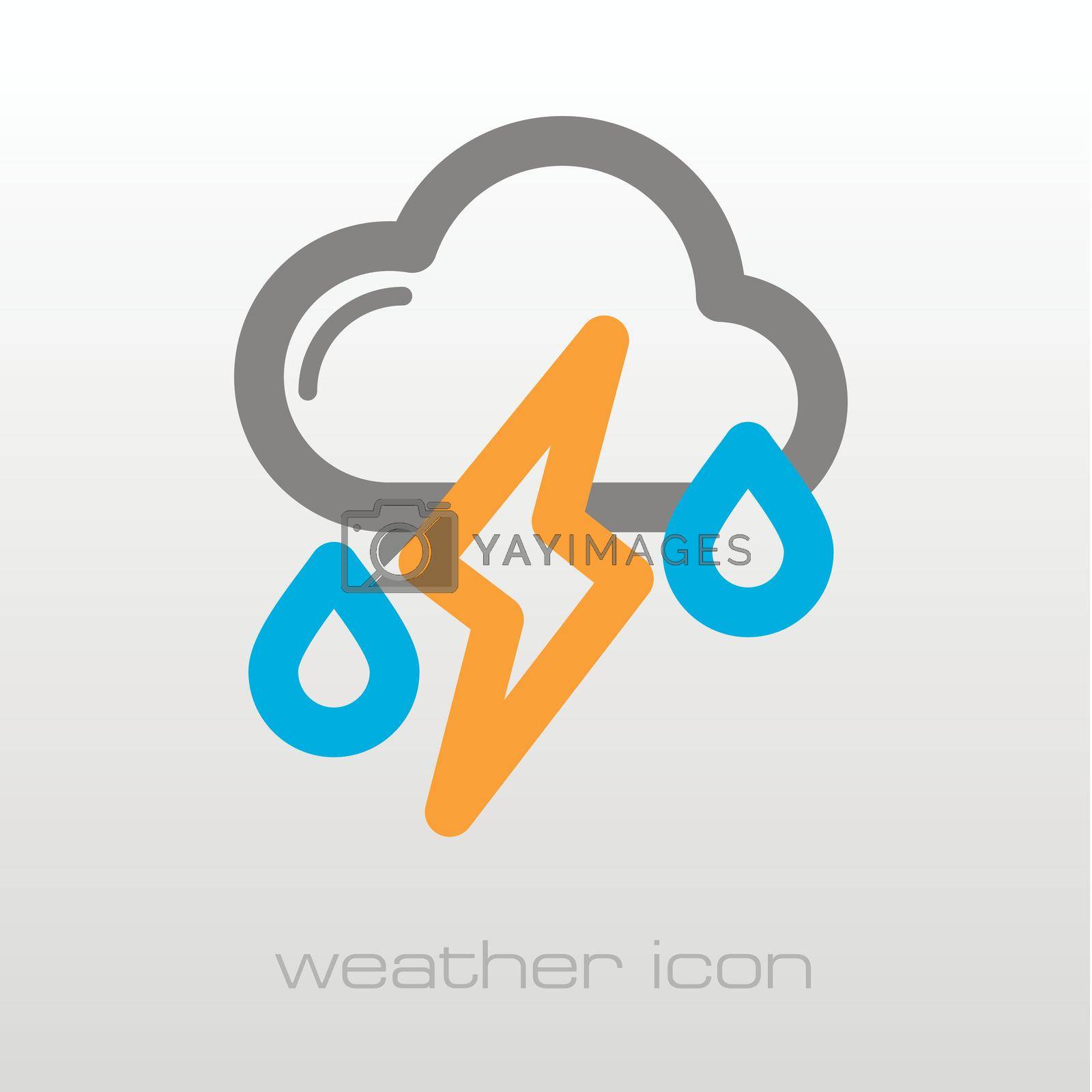Cloud Rain Lightning outline icon. Meteorology. Weather. Vector illustration eps 10