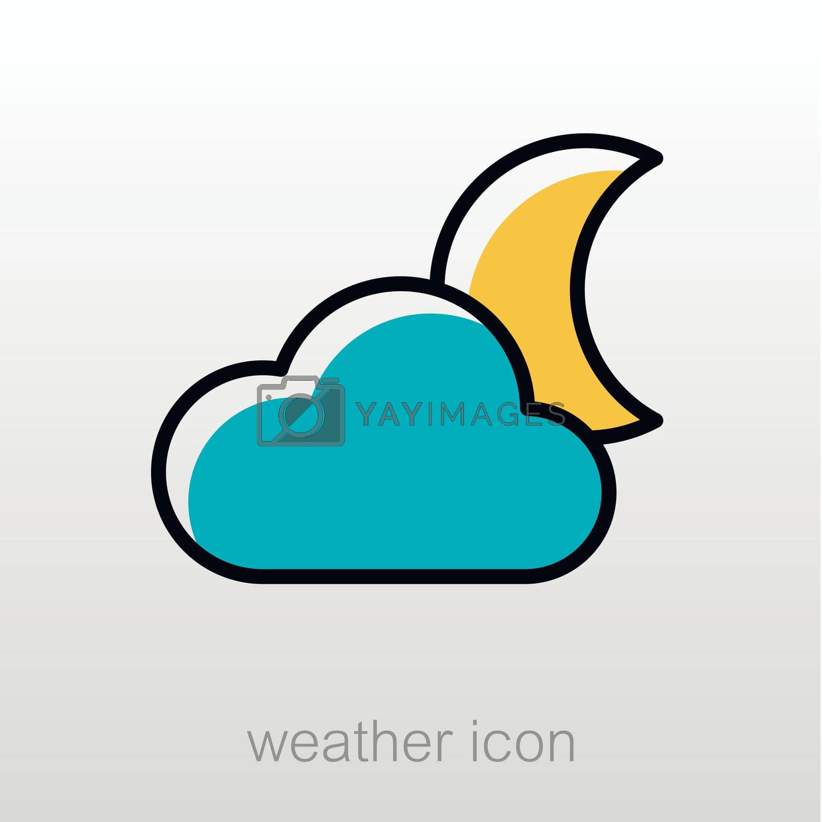 Cloud Moon outline icon. Sleep night dreams symbol. Meteorology. Weather. Vector illustration eps 10