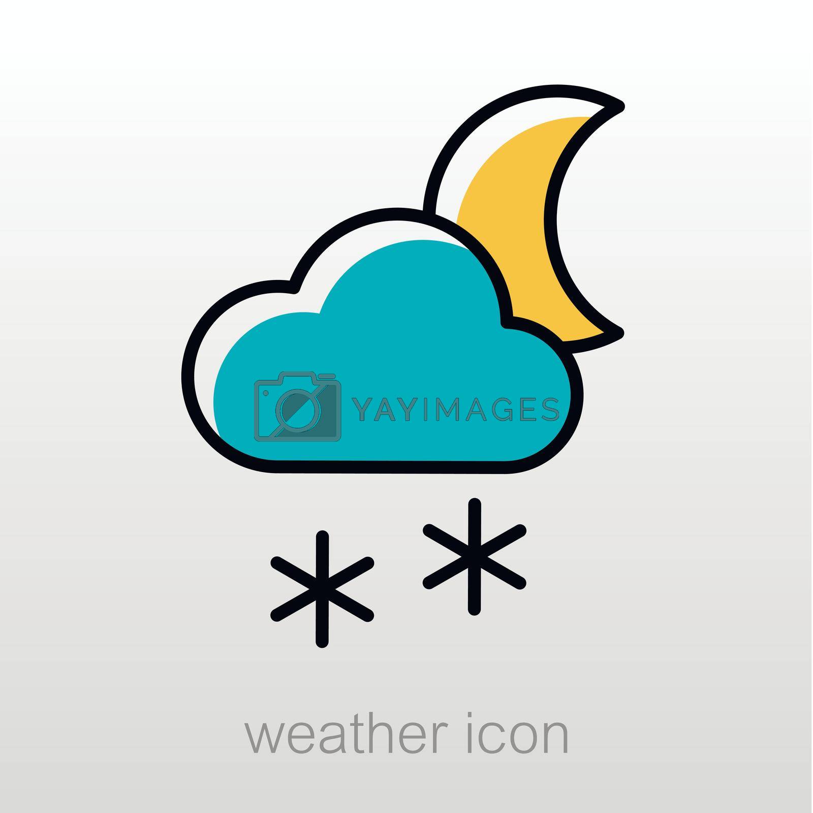 Cloud with Snow Moon outline icon. Sleep night dreams symbol. Meteorology. Weather. Vector illustration eps 10