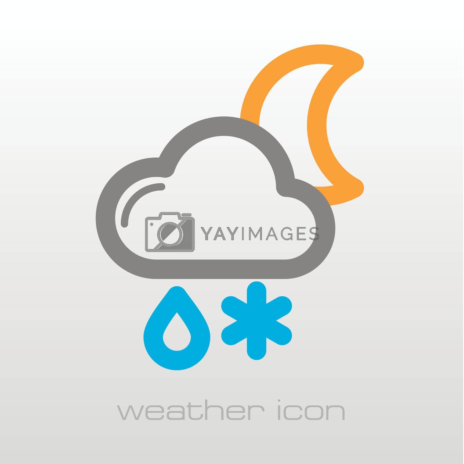 Cloud with Snow and Rain Moon outline icon. Sleep night dreams symbol. Meteorology. Weather. Vector illustration eps 10