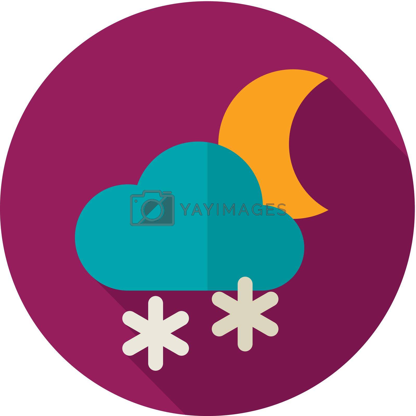 Cloud with Snow Moon flat icon. Meteorology. Weather. Vector illustration eps 10