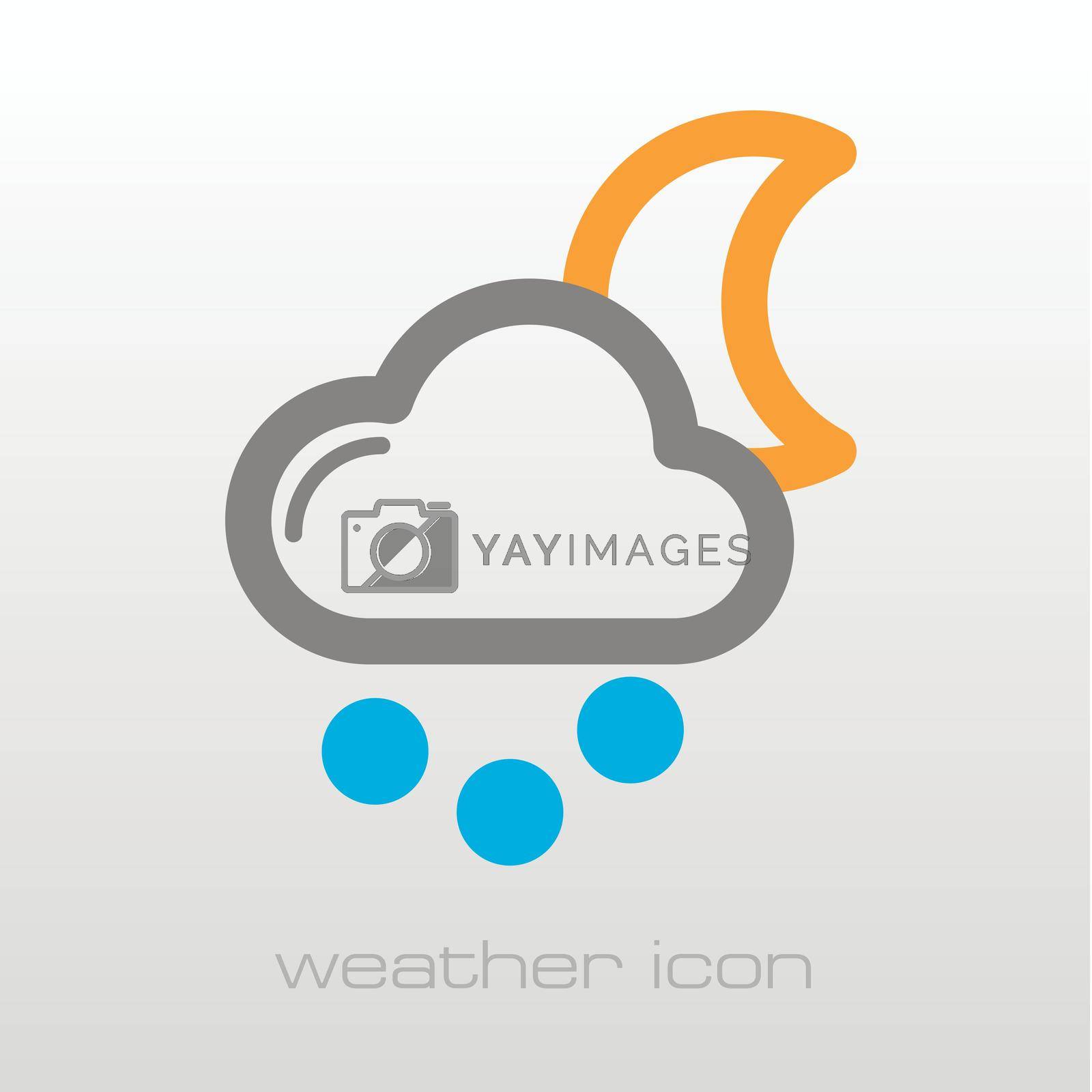 Moon Cloud with Snow Grain outline icon. Sleep night dreams symbol. Meteorology. Weather. Vector illustration eps 10