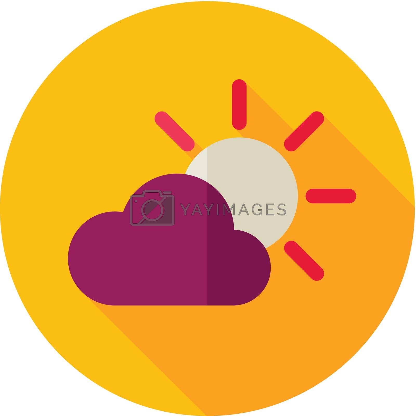 Sun and cloud flat icon. Meteorology. Weather. Vector illustration eps 10