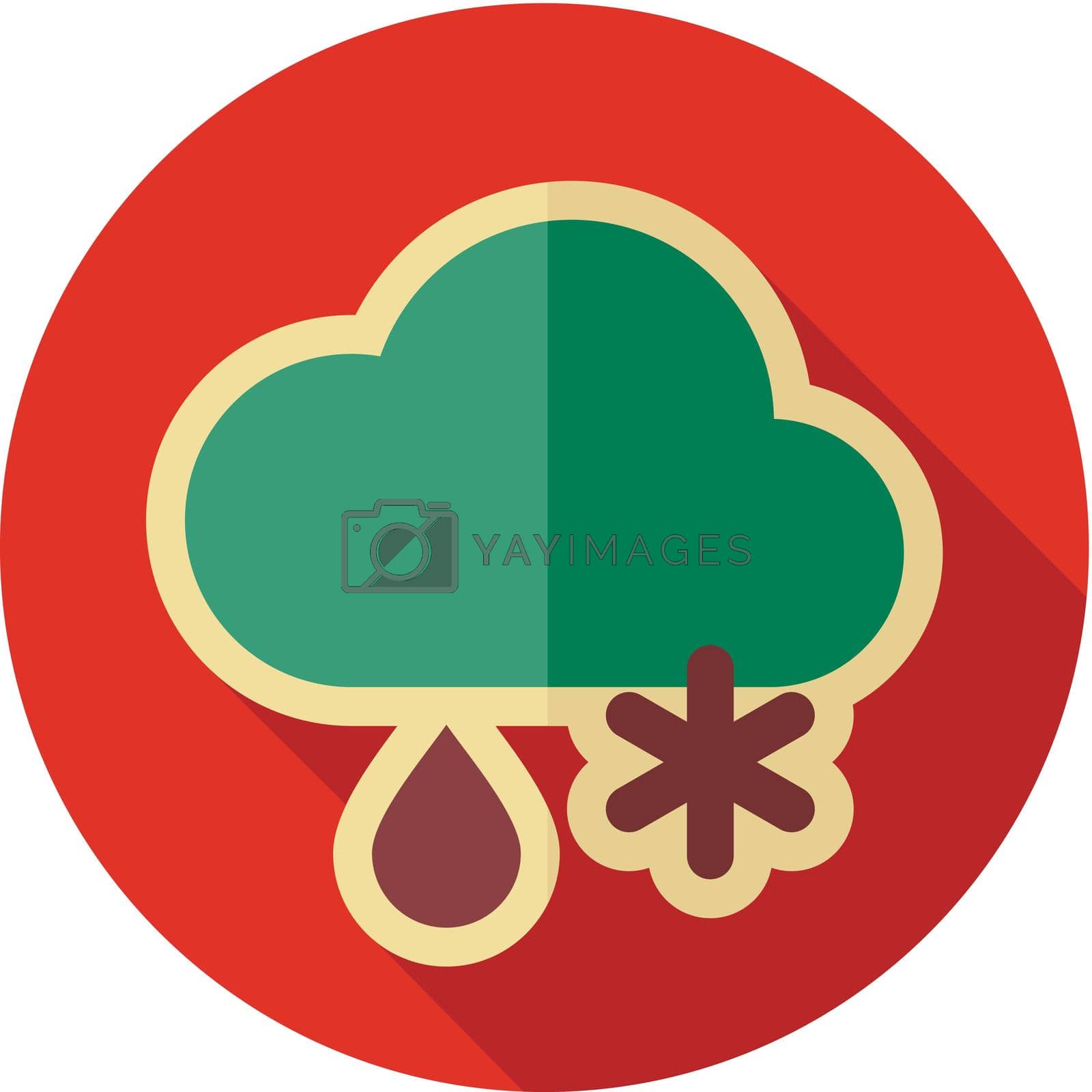 Cloud with Snow and Rain retro flat icon. Meteorology. Weather. Vector illustration eps 10
