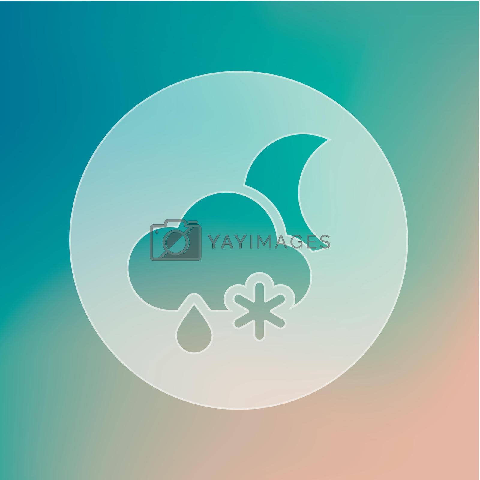 Cloud with Snow and Rain Moon transparent icon. Meteorology. Weather. Vector illustration eps 10