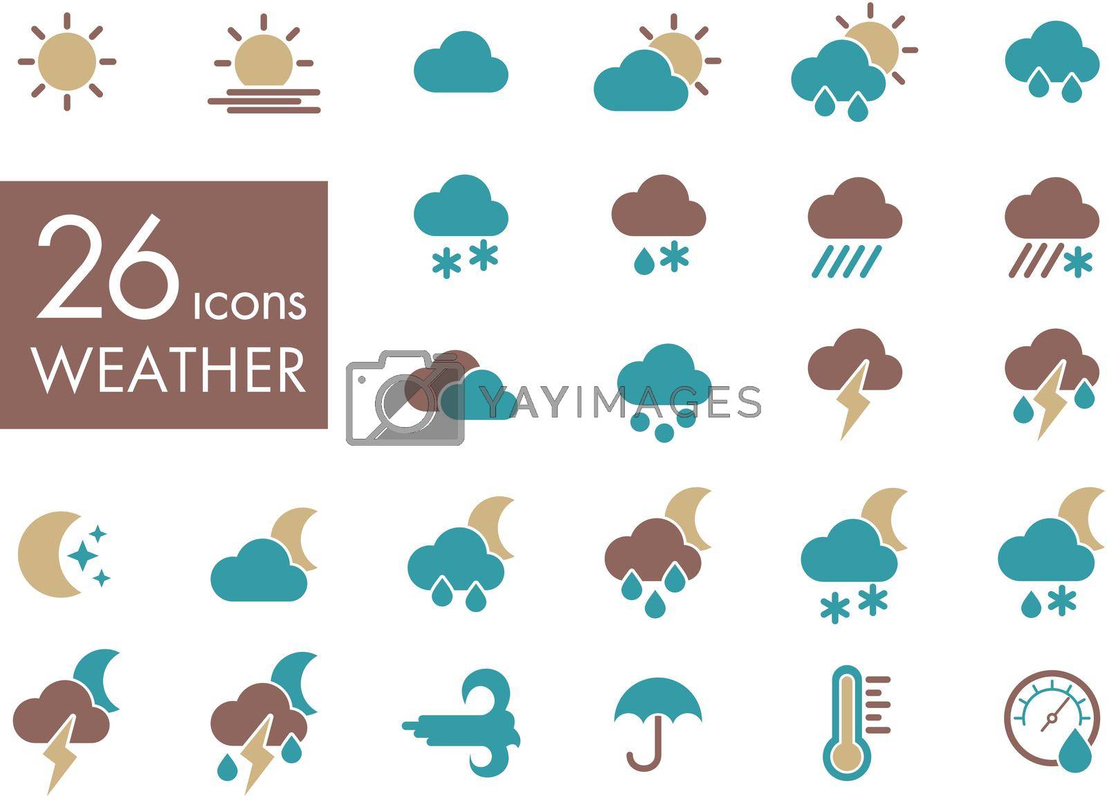 Meteorology Weather flat icons set, vector illustration eps 10