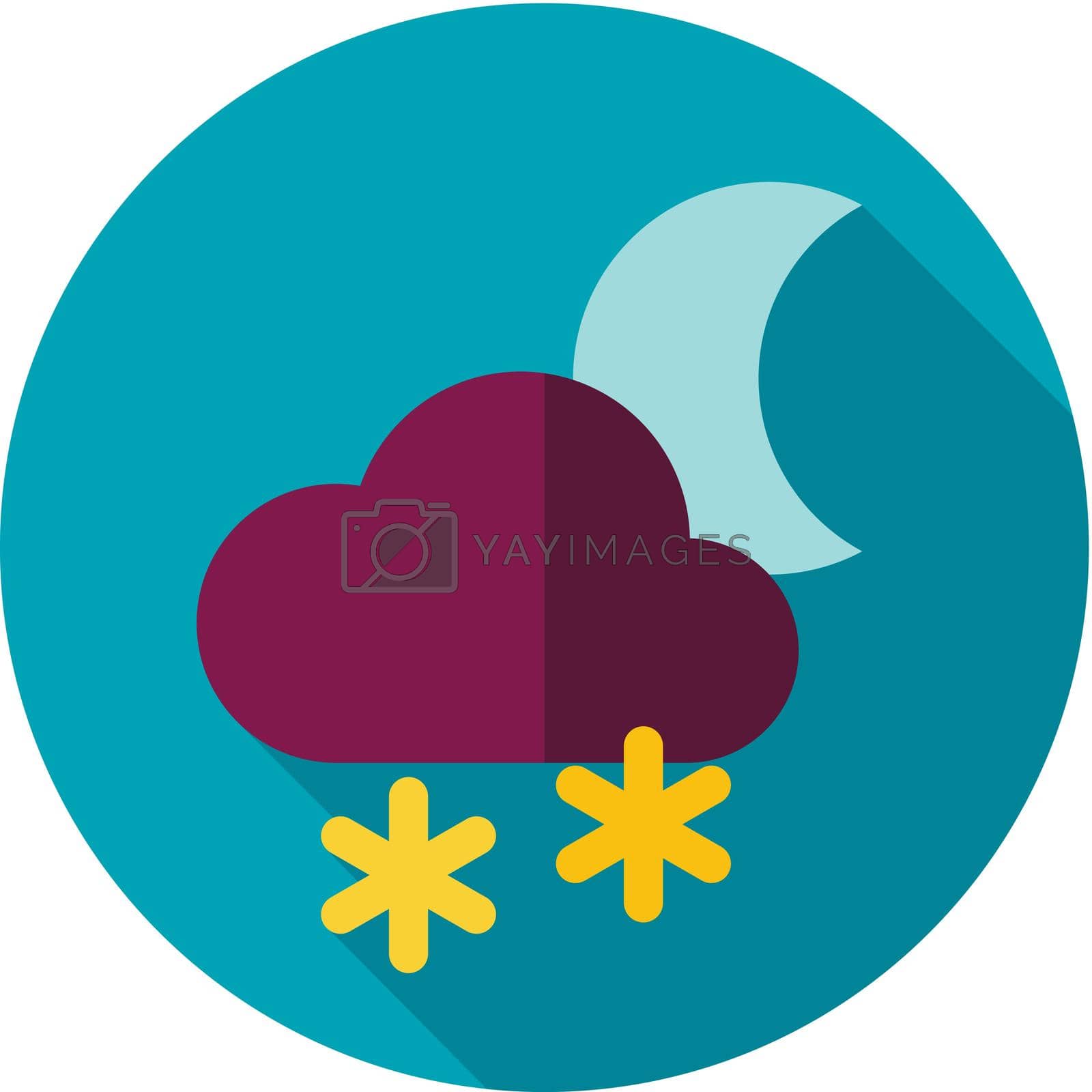 Cloud with Snow Moon flat icon. Meteorology. Weather. Vector illustration eps 10