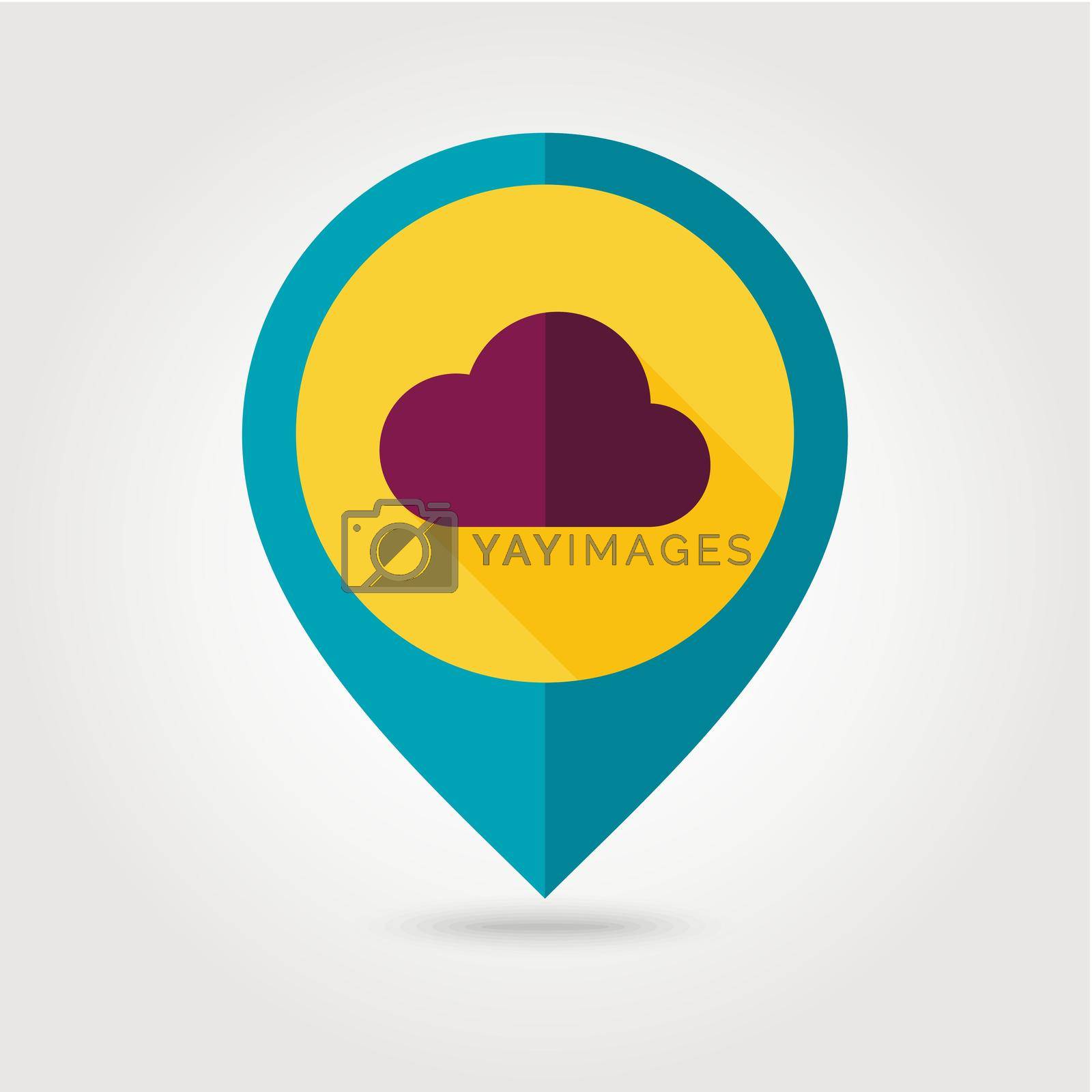 Cloud flat pin map icon. Map pointer. Map markers. Meteorology. Weather. Vector illustration eps 10