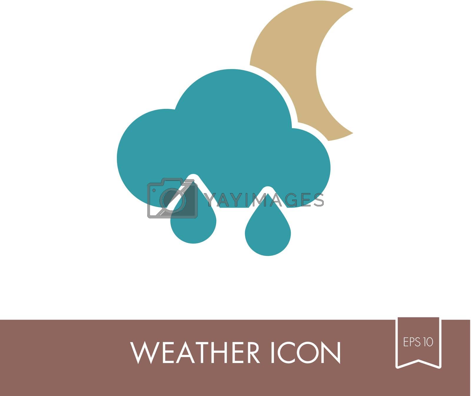 Rain Cloud Moon outline icon. Sleep night dreams symbol. Meteorology. Weather. Vector illustration eps 10