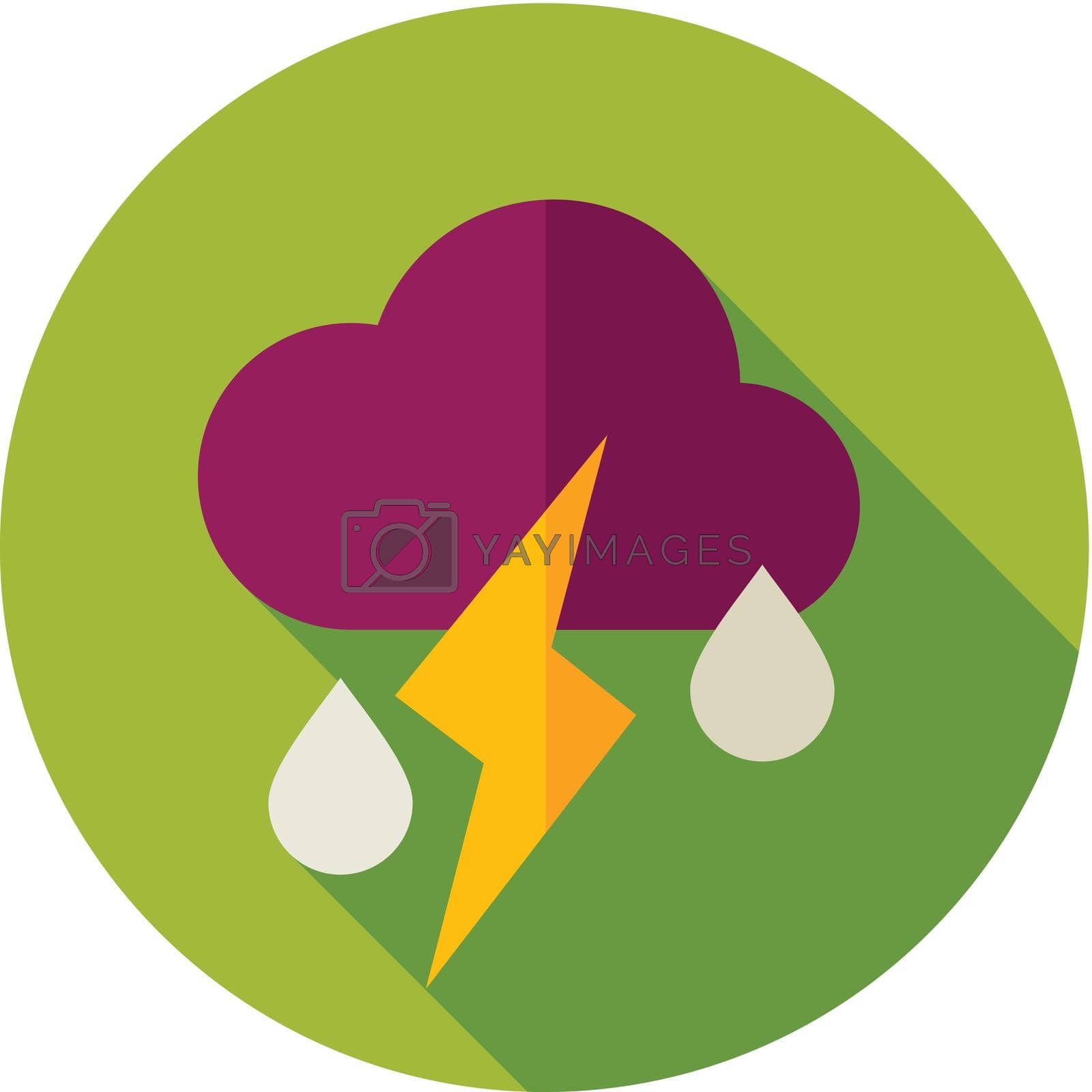 Cloud Rain Lightning flat icon. Meteorology. Weather. Vector illustration eps 10