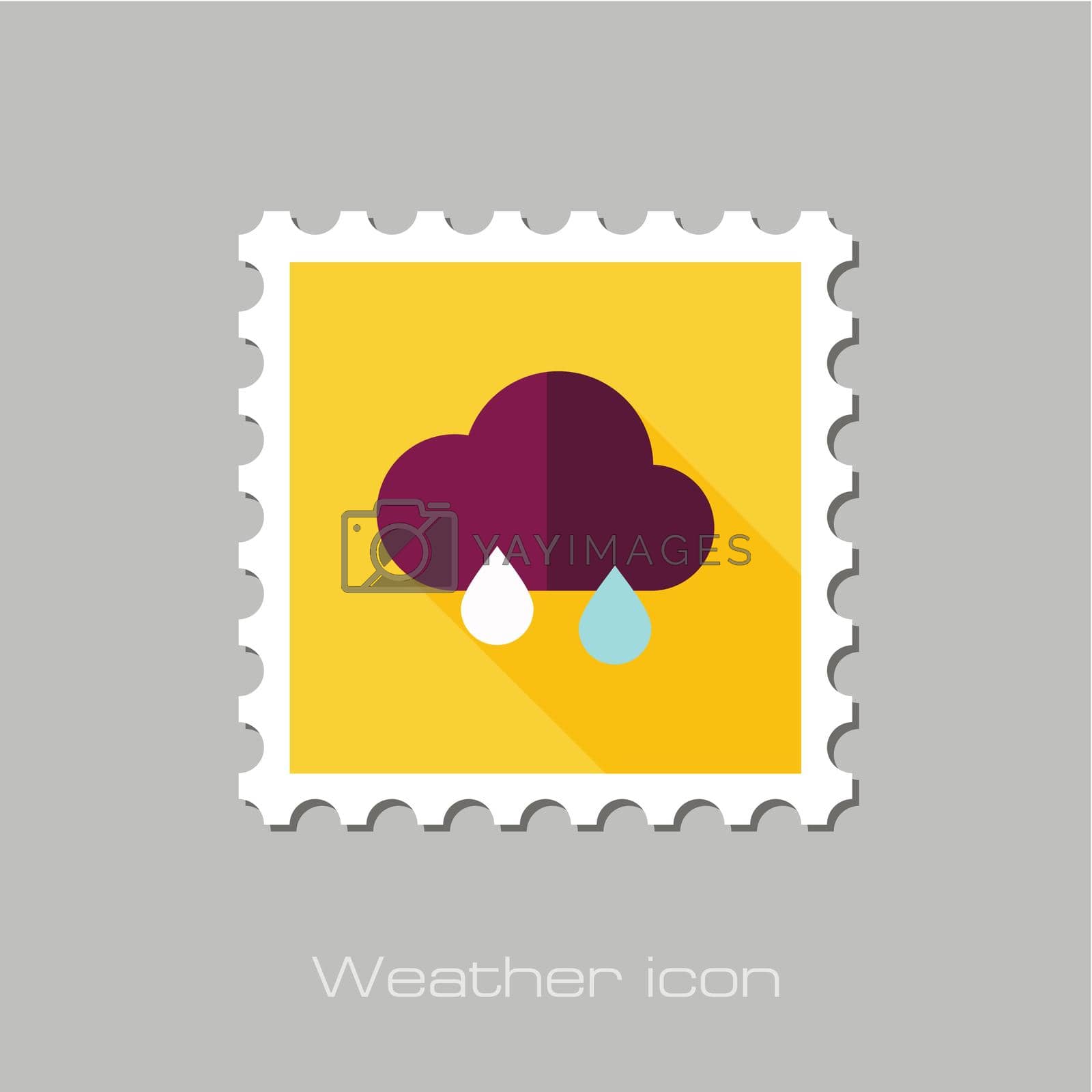 Rain Cloud flat stamp. Meteorology. Weather. Vector illustration eps 10