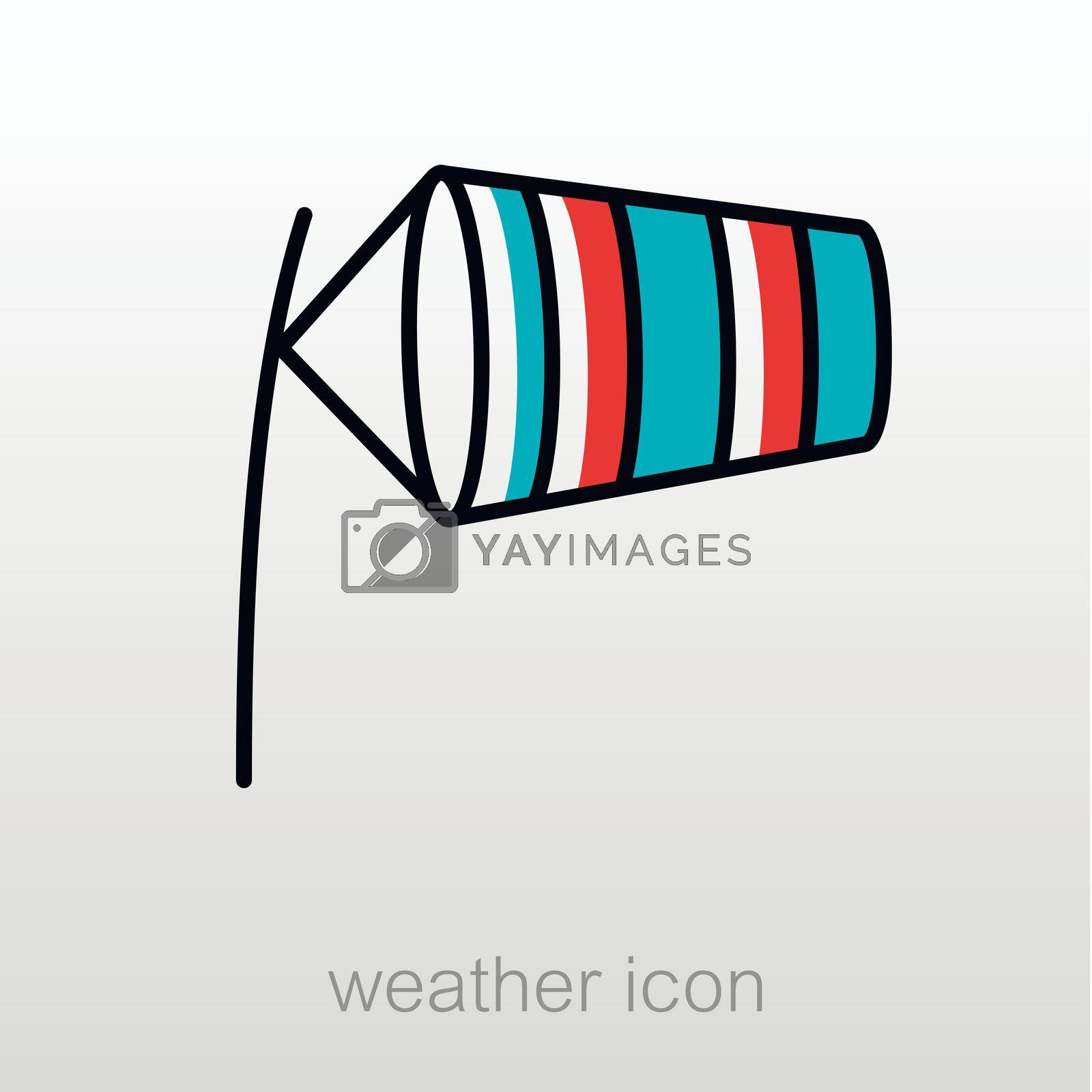 Windsocks inflated by wind at the airport runway. Meteorology. Weather. Vector illustration eps 10