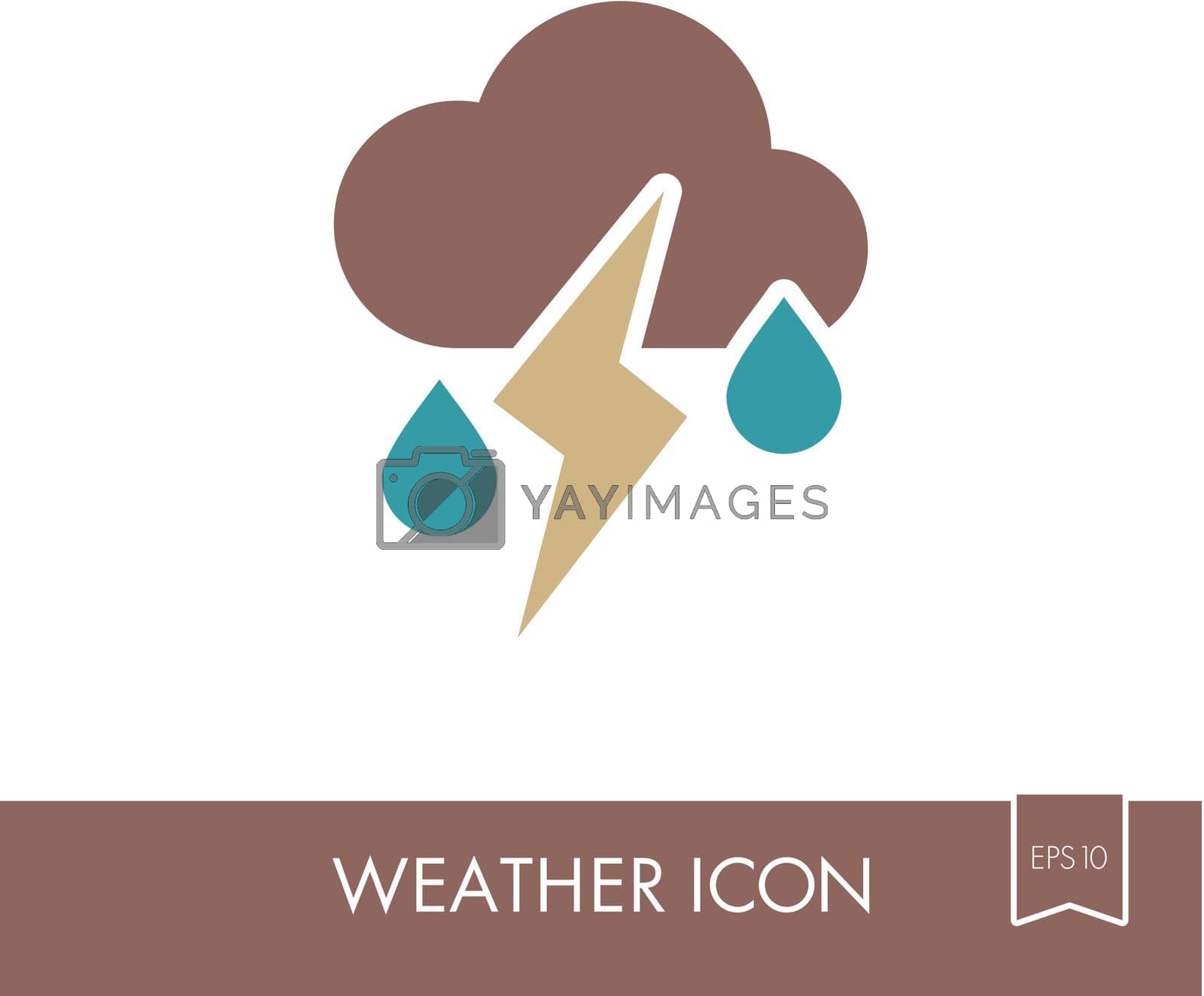 Cloud Rain Lightning outline icon. Meteorology. Weather. Vector illustration eps 10