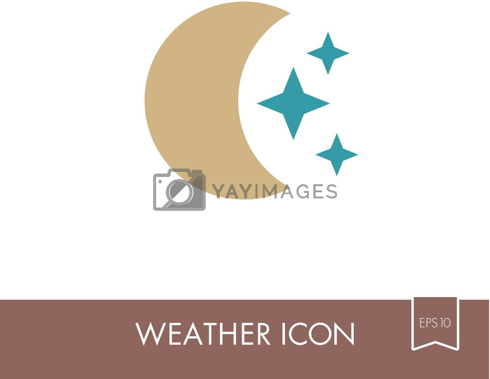 Moon and stars outline icon. Sleep night dreams symbol. Meteorology. Weather. Vector illustration eps 10