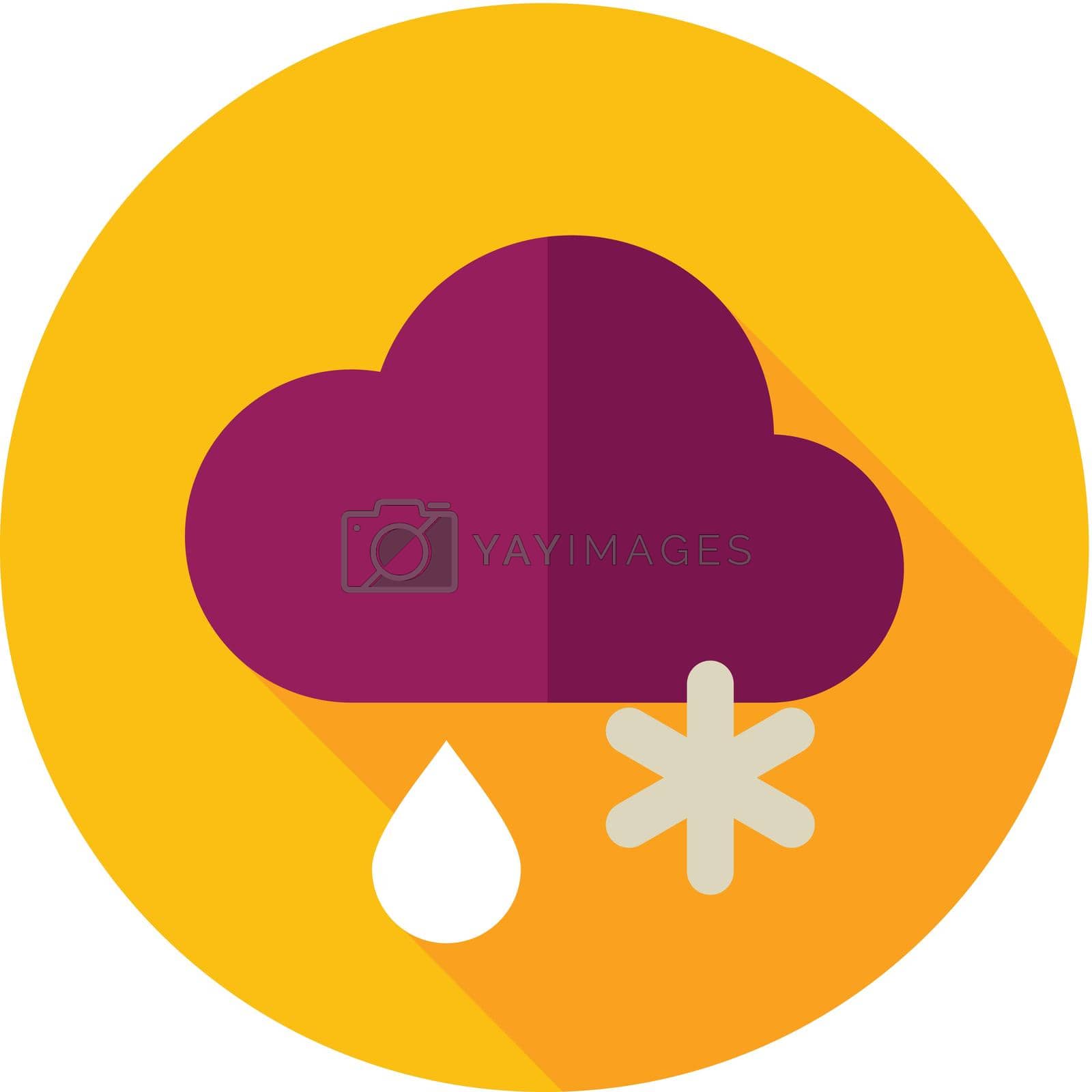 Cloud with Snow and Rain flat icon. Meteorology. Weather. Vector illustration eps 10