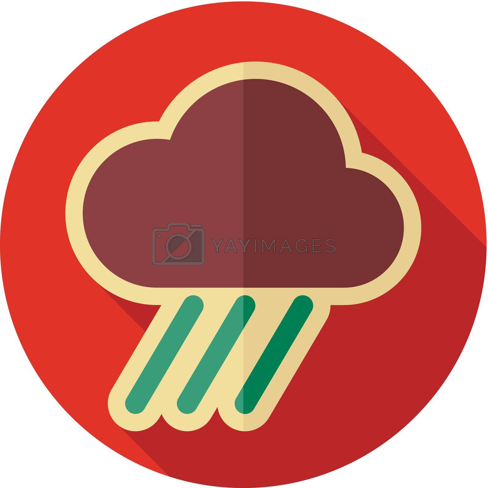 RRain Cloud retro flat icon. Downpour, rainfall. Weather. Vector illustration eps 10