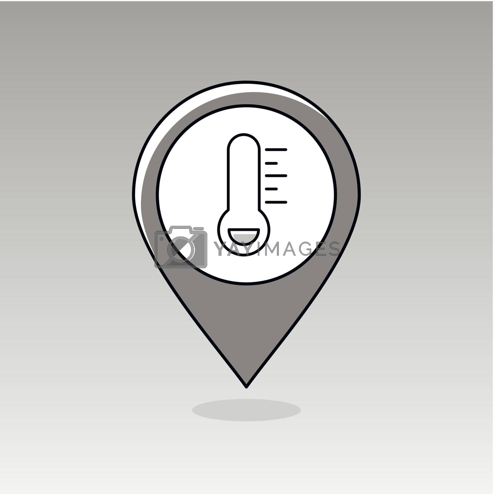 Thermometer Frost Cold outline pin map icon. Map pointer. Map markers. Meteorology. Weather. Vector illustration eps 10