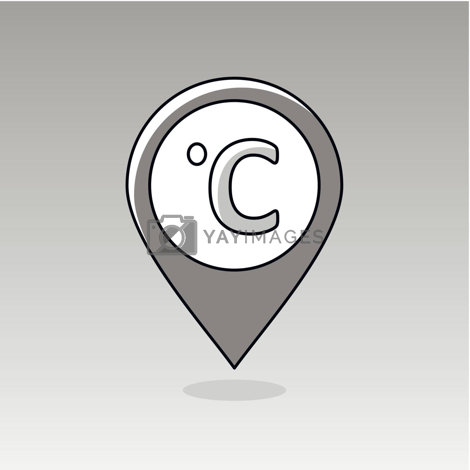 Degrees Celsius outline pin map icon. Map pointer. Map markers. Meteorology. Weather. Vector illustration eps 10