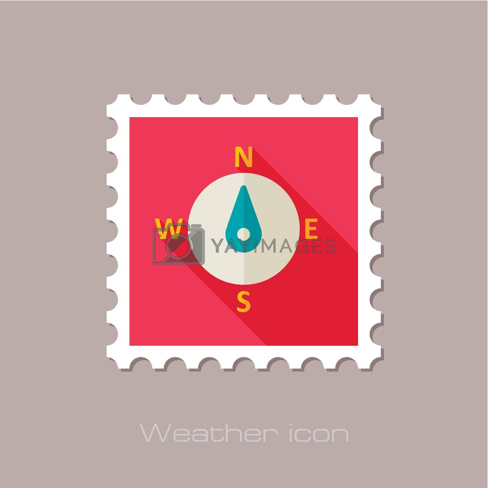 Compass flat stamp. Meteorology. Weather. Vector illustration eps 10