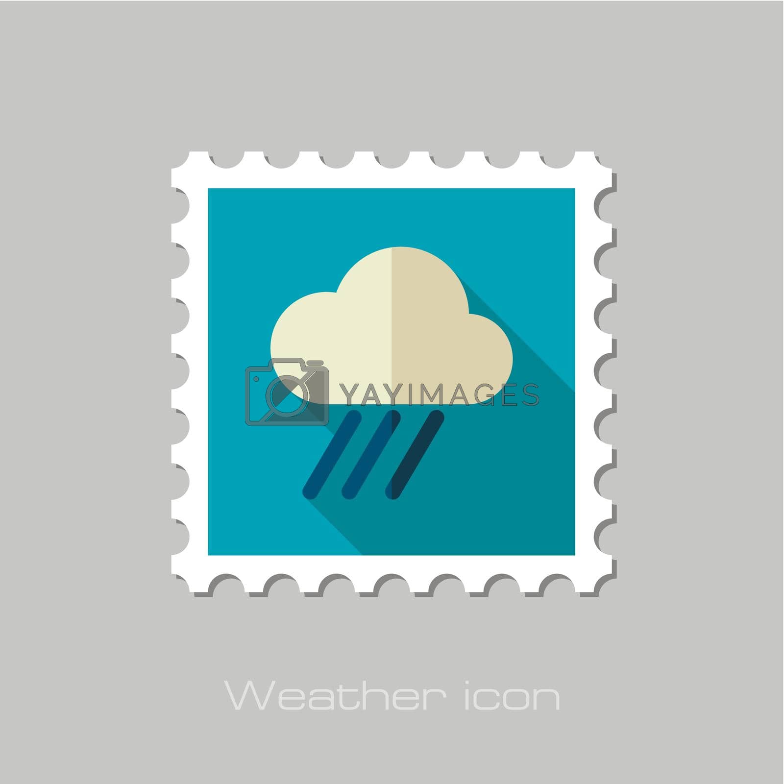 RRain Cloud flat stamp. Downpour, rainfall. Weather. Vector illustration eps 10