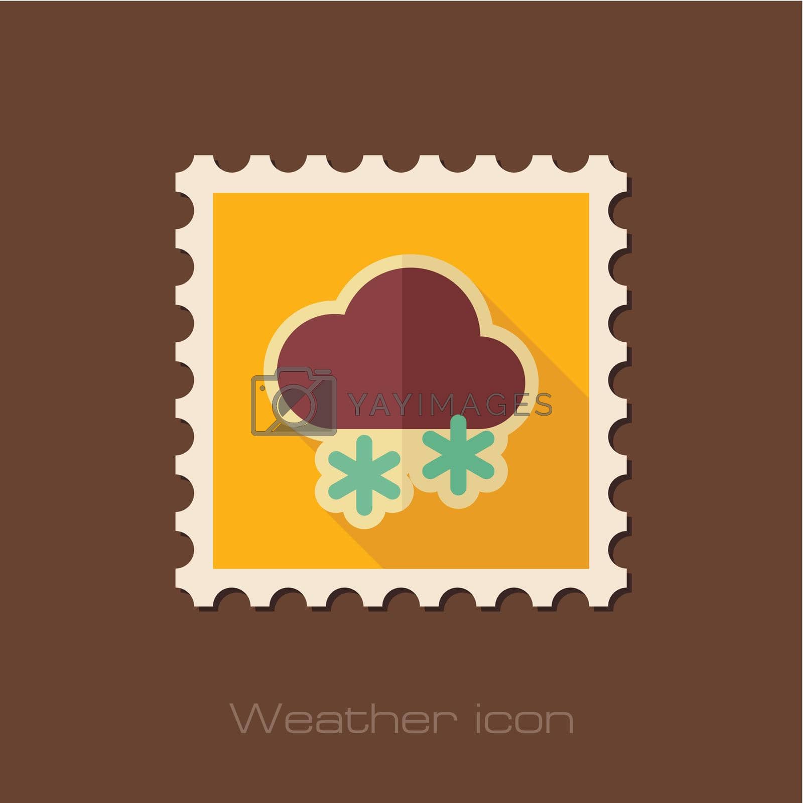 Cloud with Snow flat stamp. Meteorology. Weather. Vector illustration eps 10