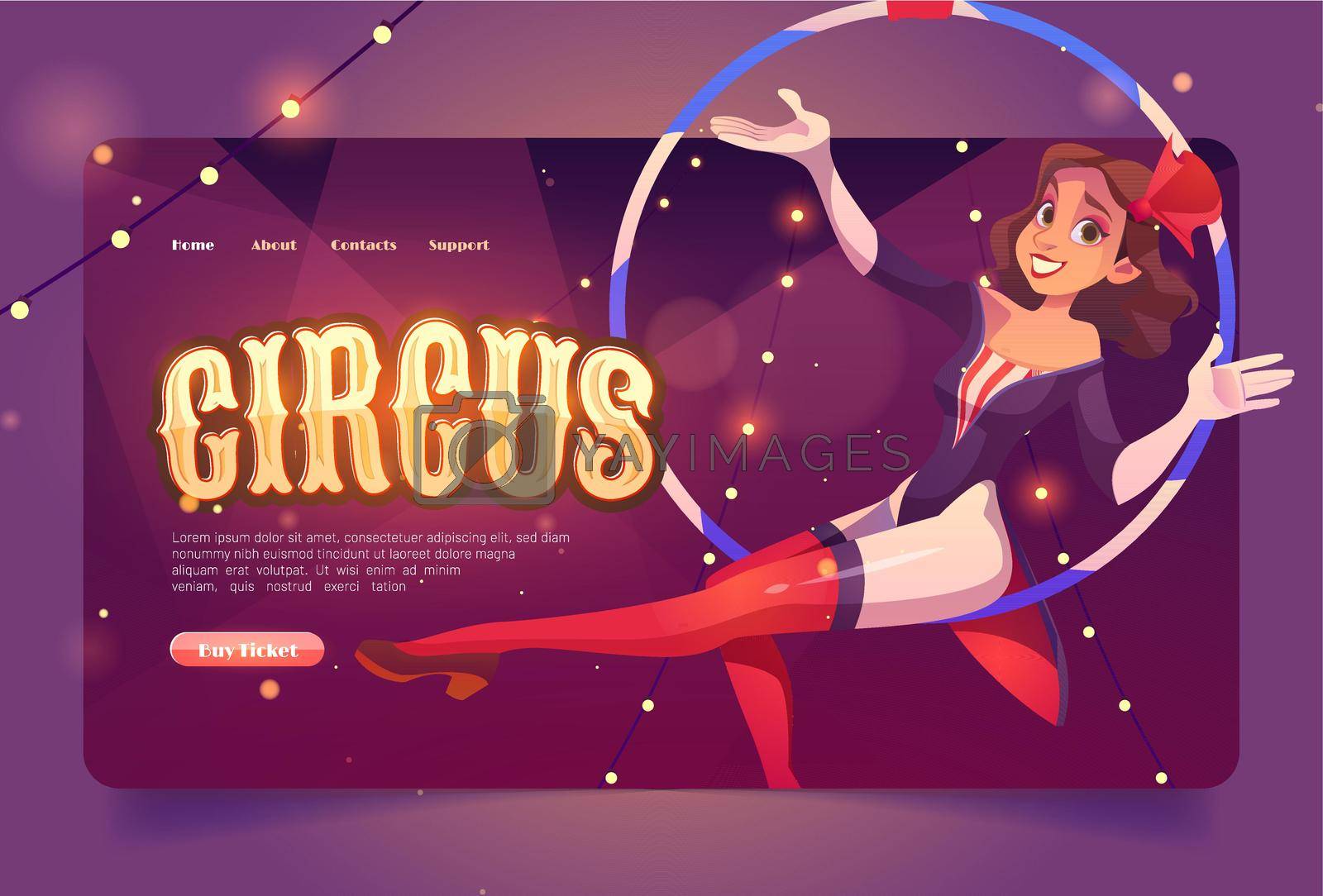 Royalty free image of Circus website with aerial gymnast girl in hoop by vectorart