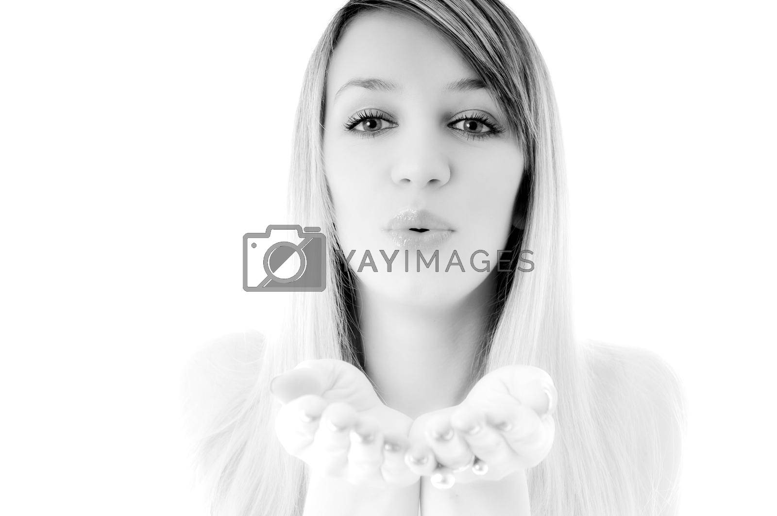 Royalty free image of yung beauty woman blow isolated  by dotshock
