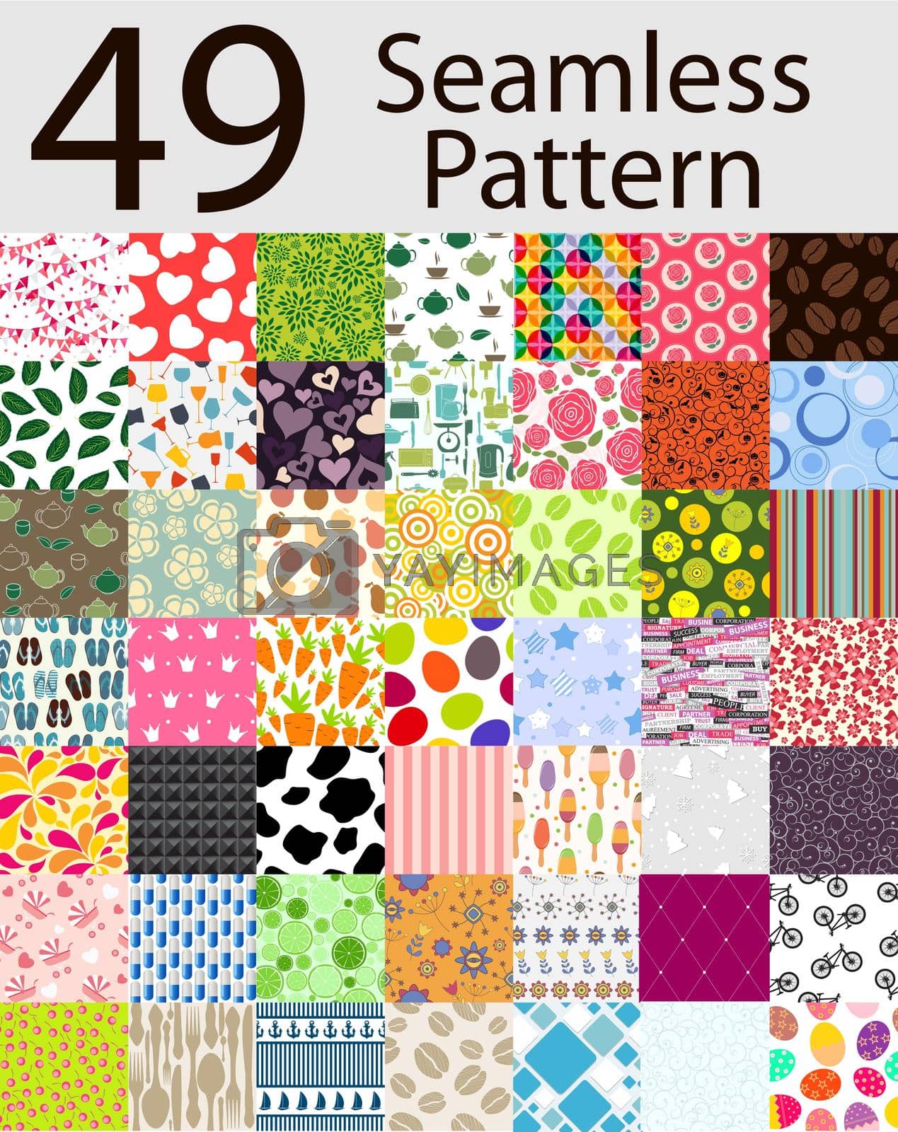 49 Seamless Pattern Set Vector Illustration