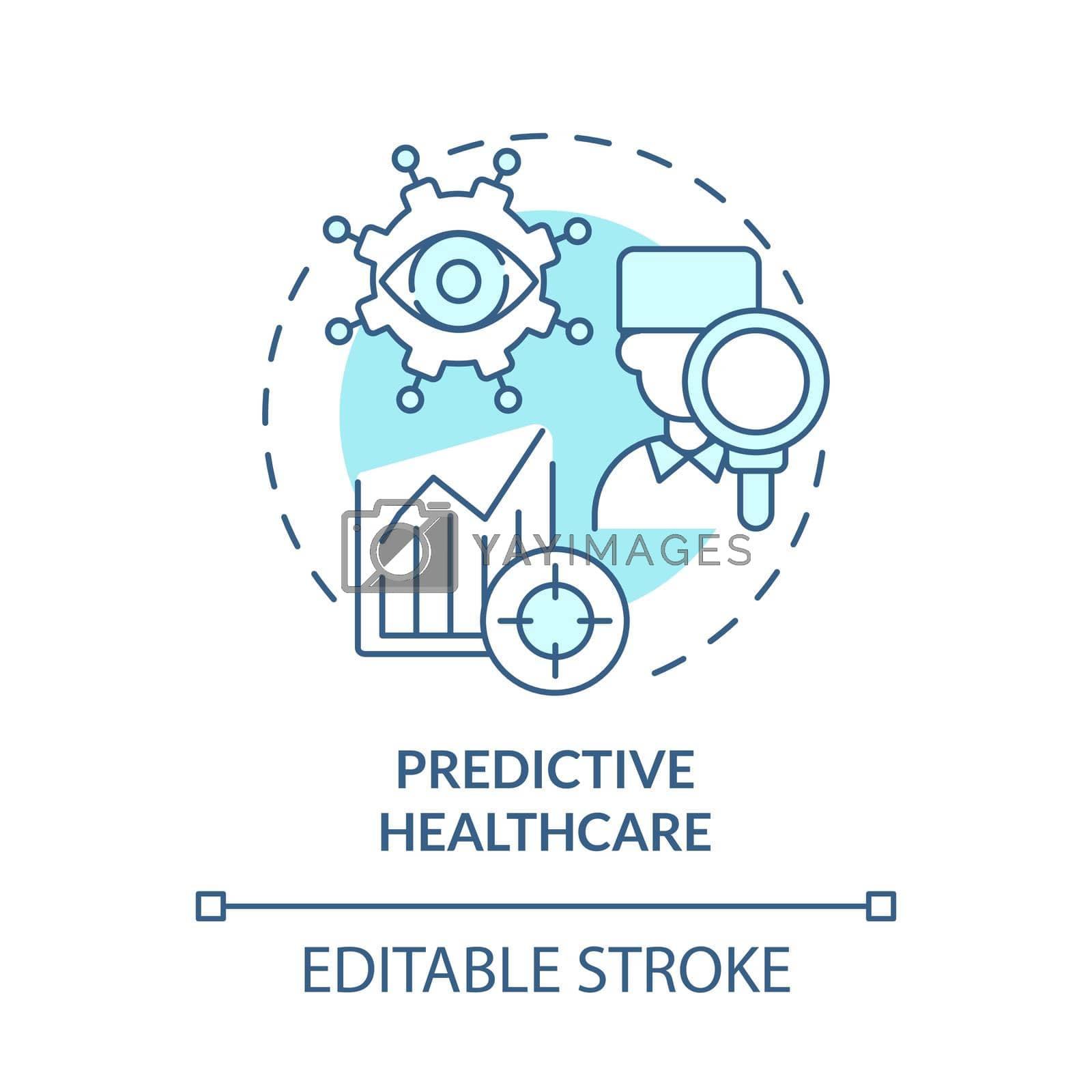 Predictive healthcare blue concept icon. Prevention of future health problem by digital analyze abstract idea thin line illustration. Vector isolated outline color drawing. Editable stroke