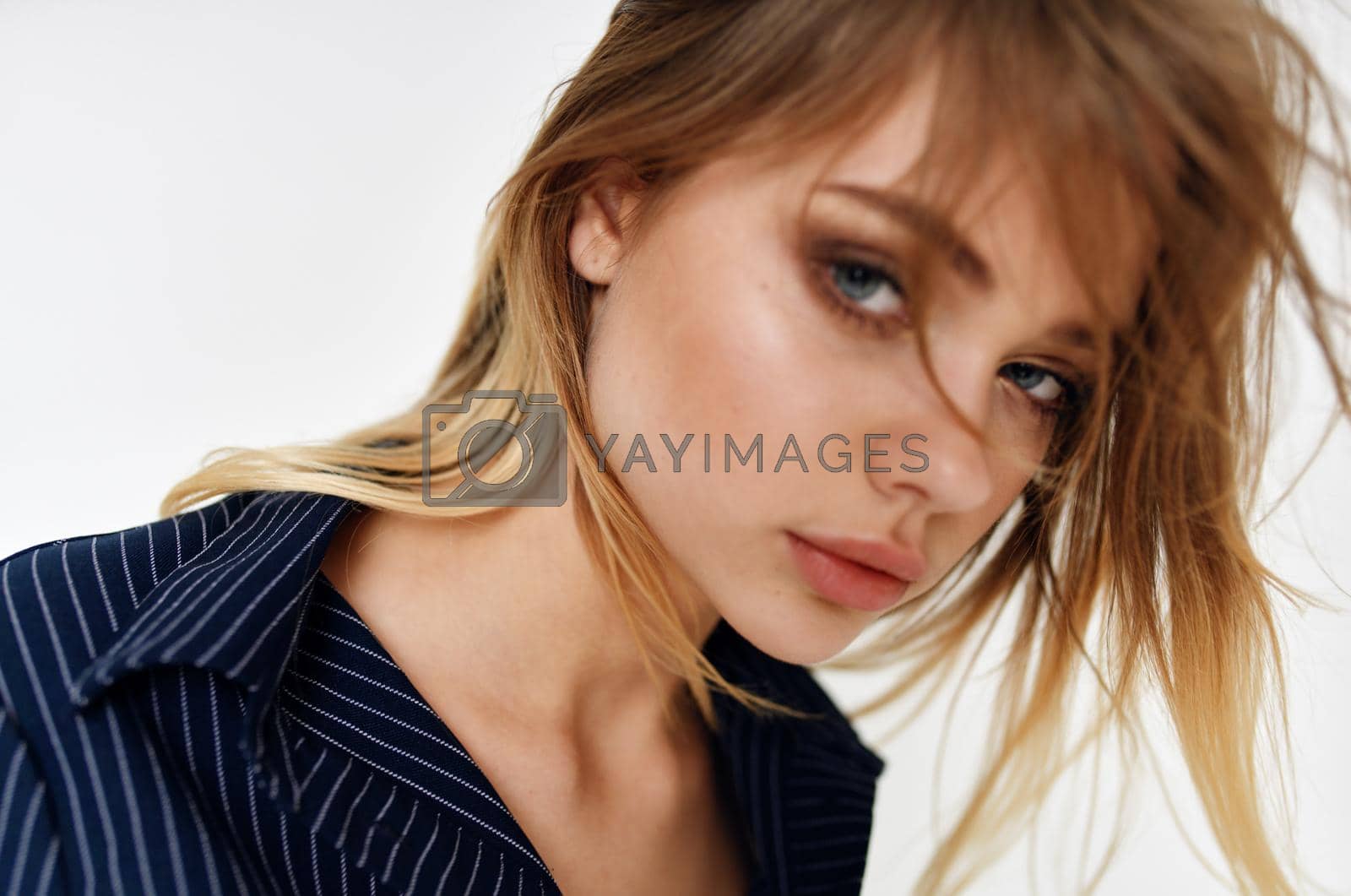 pretty blonde hairstyle fashion posing close-up. High quality photo