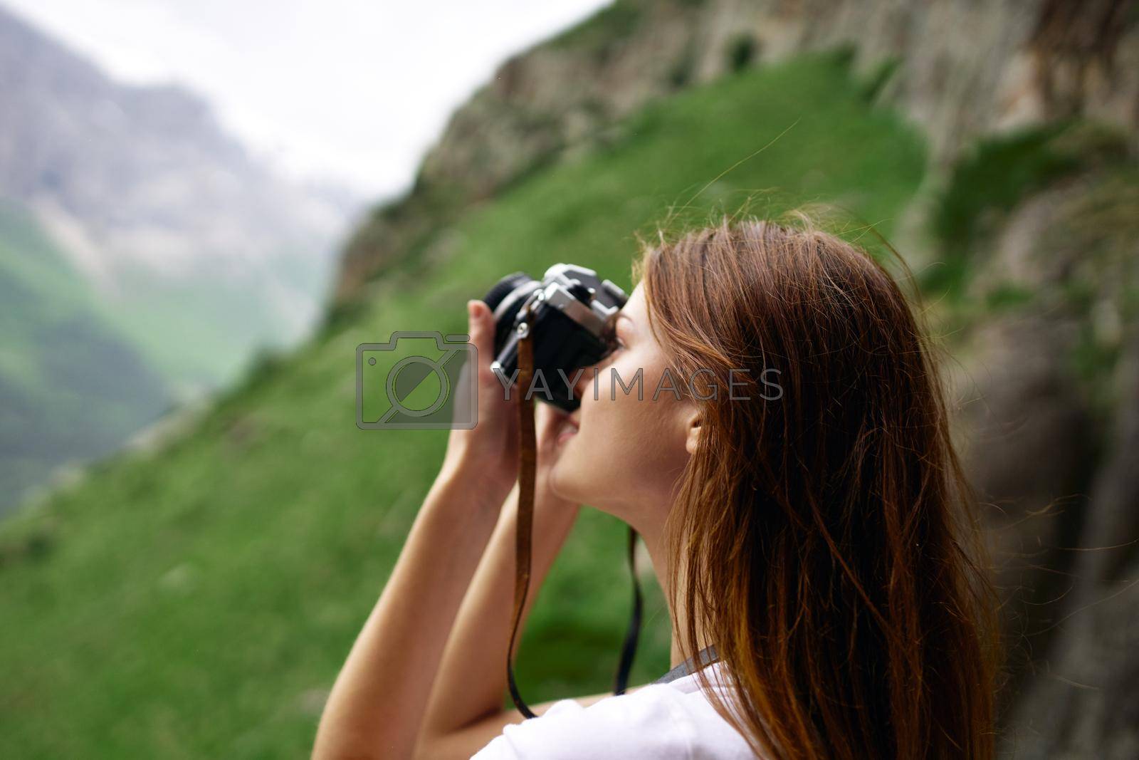woman photographer nature professionals landscape hobby lifestyle. High quality photo