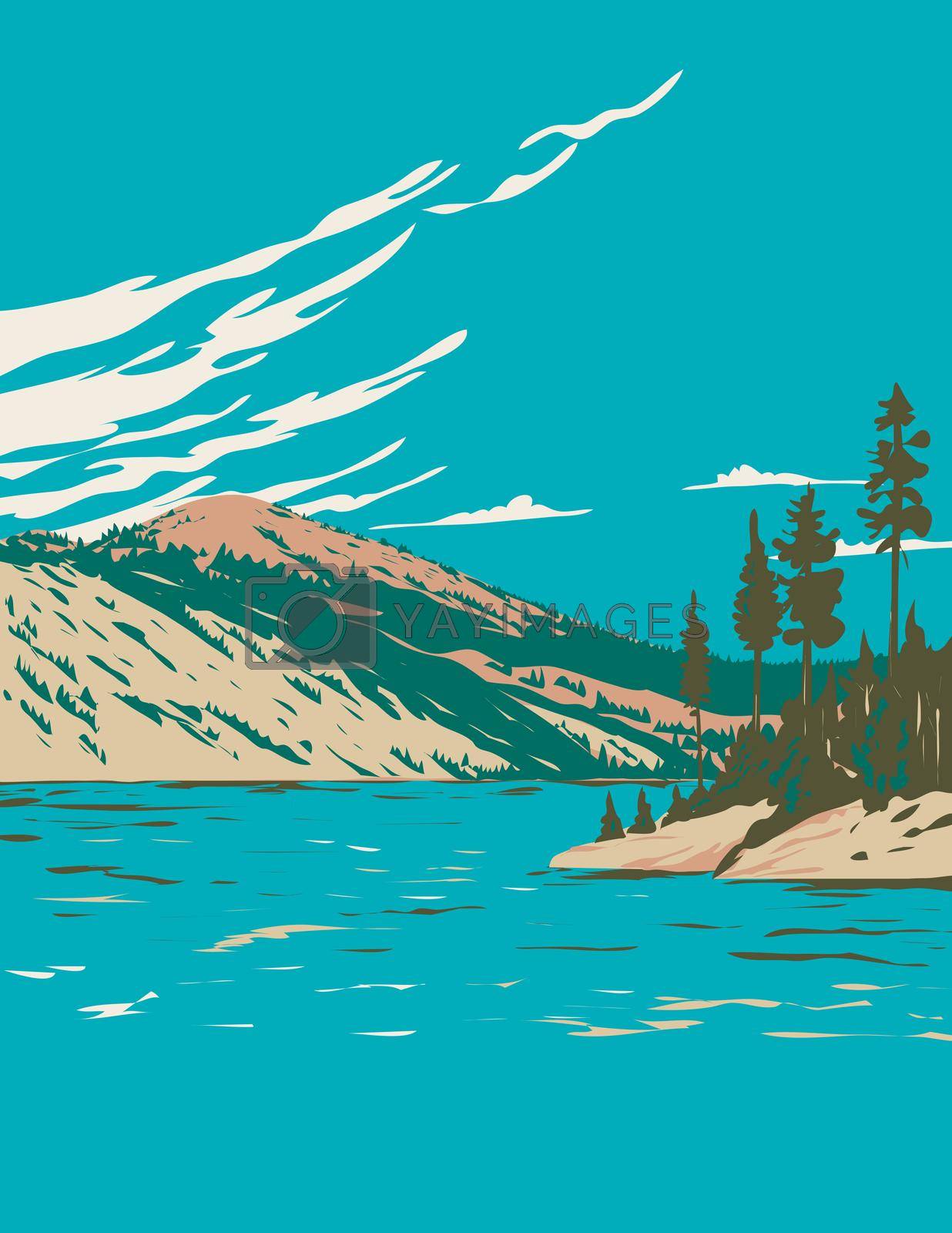 Royalty free image of Lake Tahoe-Nevada State Park with Marlette Lake and Hobart Reservoir Nevada USA WPA Poster Art by patrimonio