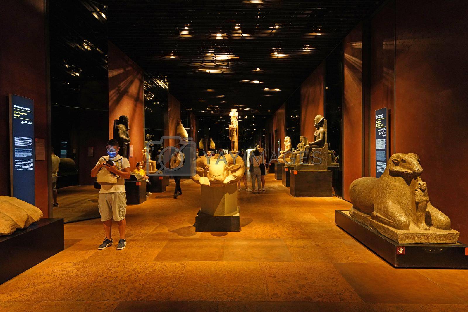 TURIN, ITALY - AUGUST 19, 2021: King's Gallery in the Egyptian Museum of Turin, Italy