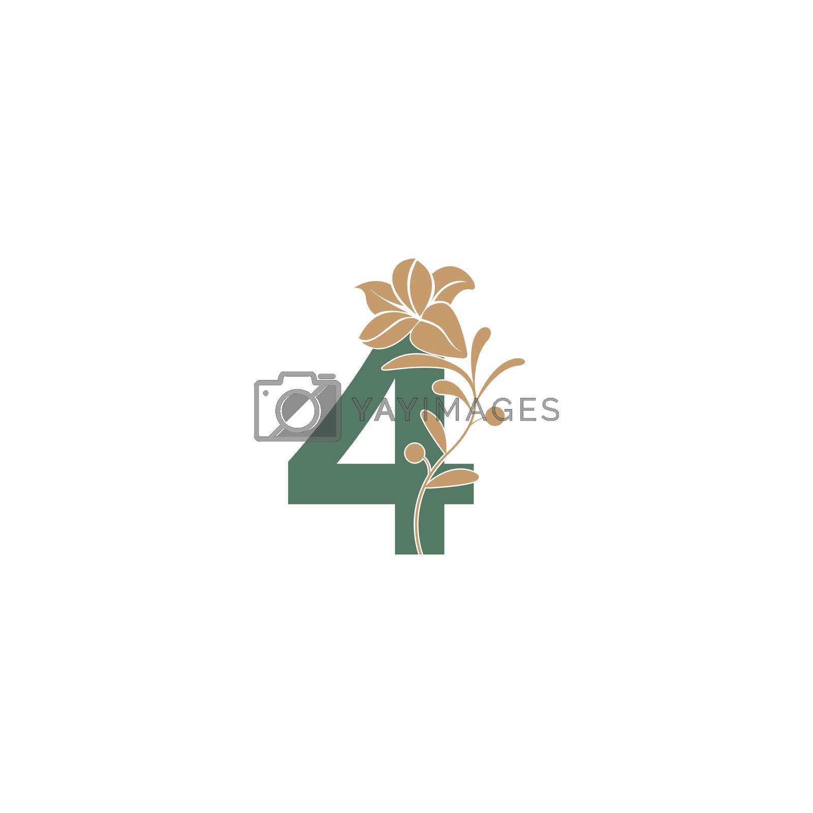 Royalty free image of Number 4 icon with lily beauty illustration template by bellaxbudhong3