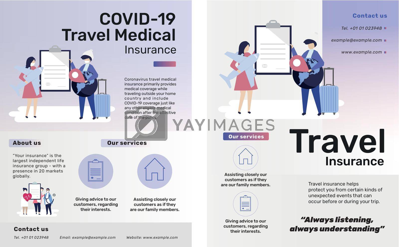 Flyer templates vector for COVID-19 travel medical and travel insurance