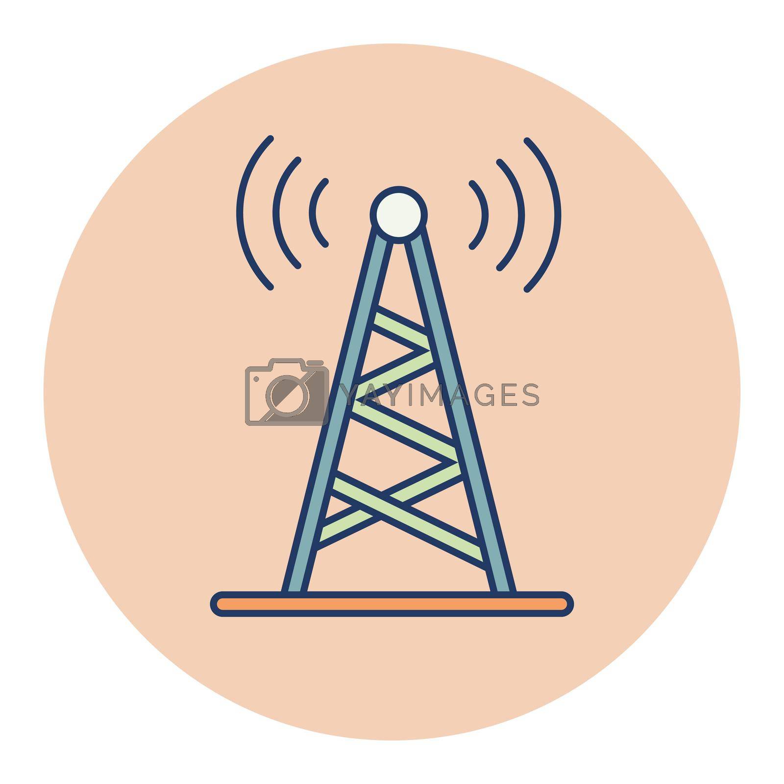 Communication antenna vector isolated icon. Navigation sign. Graph symbol for travel and tourism web site and apps design, logo, app, UI