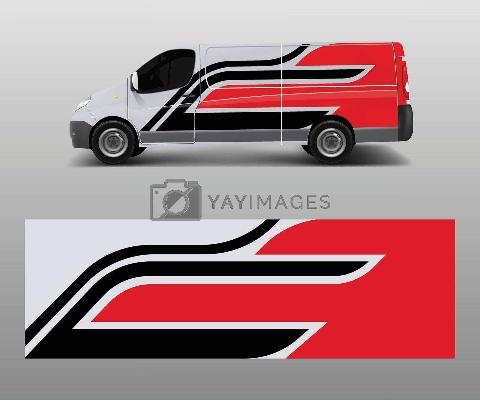 Royalty free image of cargo van wrap vector, Graphic abstract stripe designs for wrap branding vehicle by ANITA