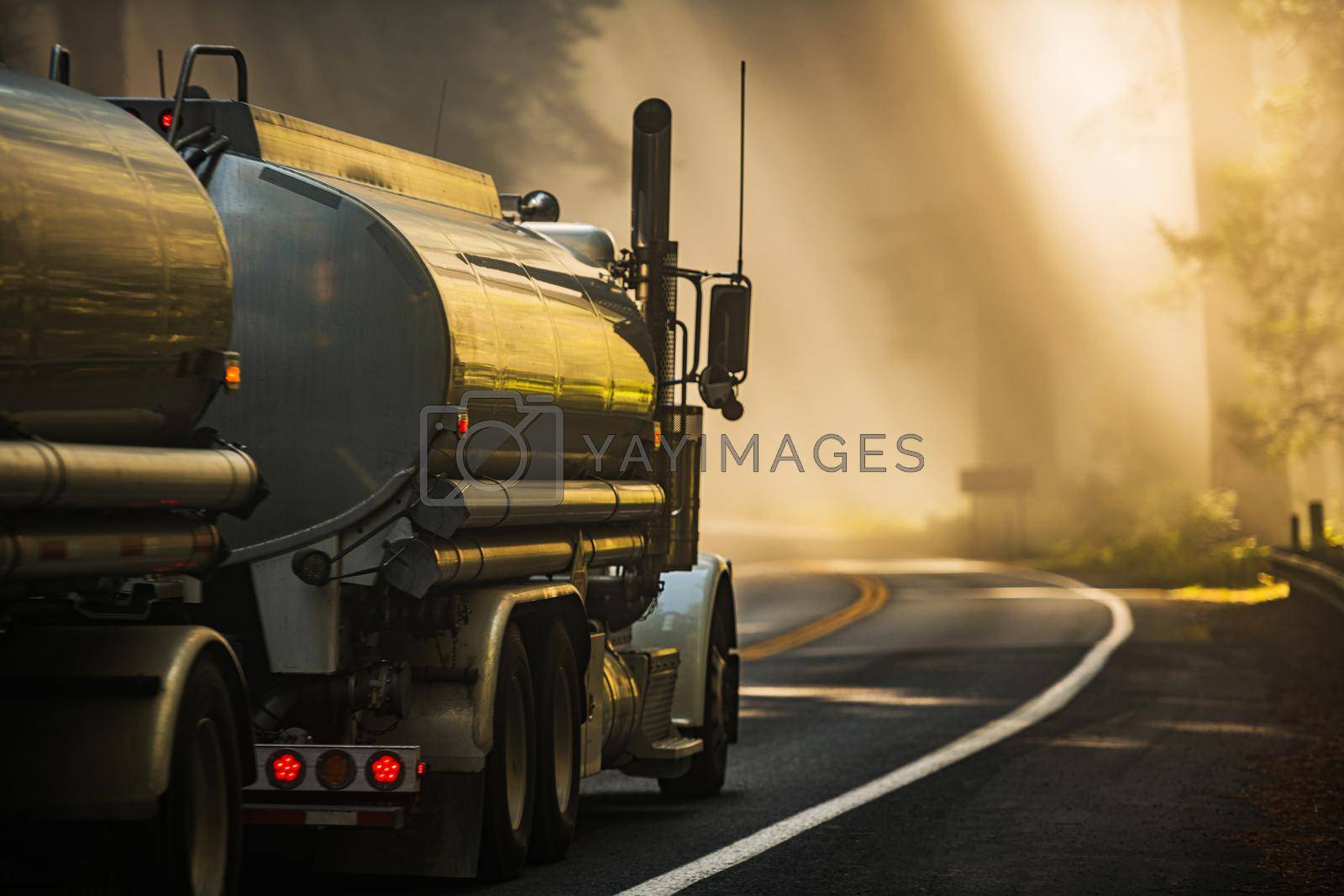 Royalty free image of Semi Tank Truck on the Scenic Redwood Highway  by welcomia
