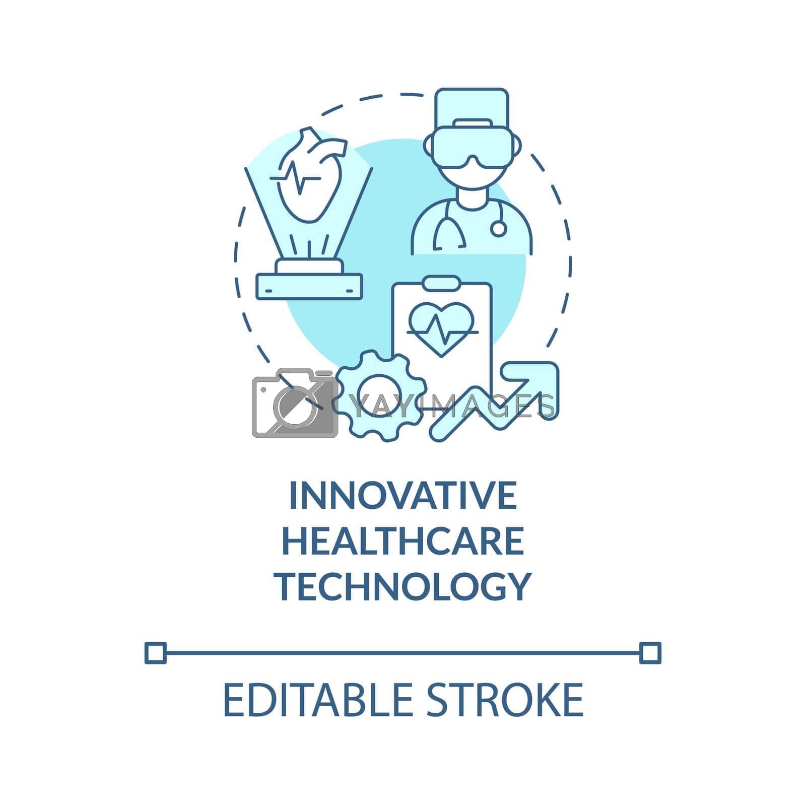 Innovative healthcare technology turquoise concept icon. Employee benefits abstract idea thin line illustration. Isolated outline drawing. Editable stroke. Roboto-Medium, Myriad Pro-Bold fonts used