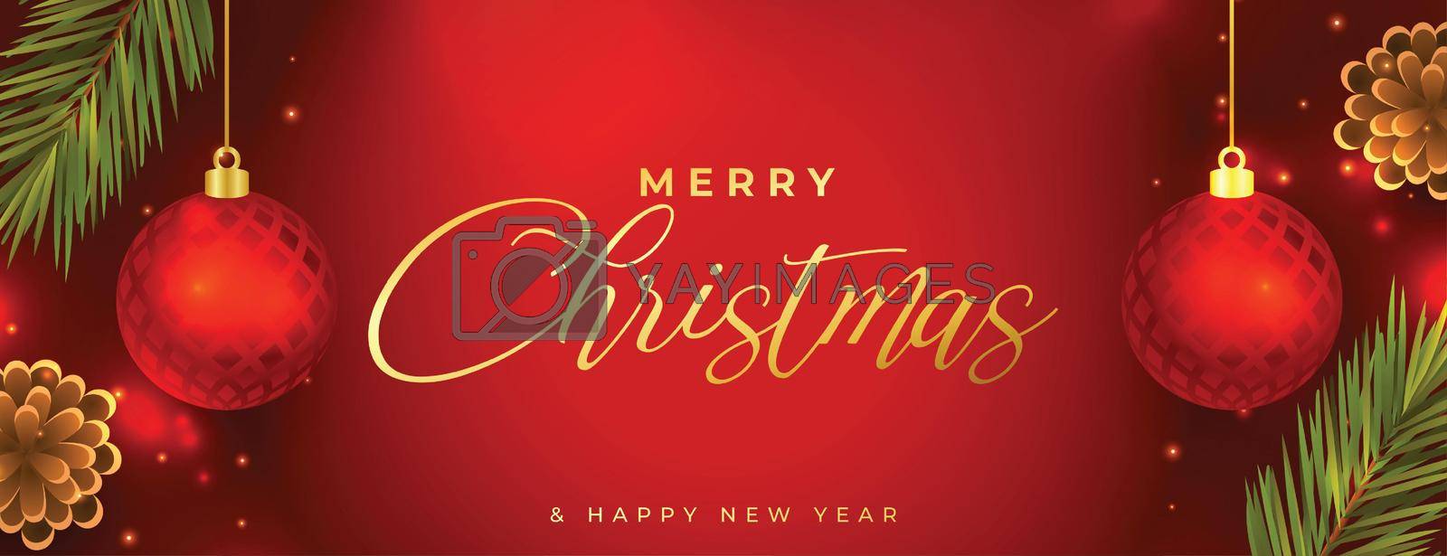realistic merry christmas celebration greeting banner